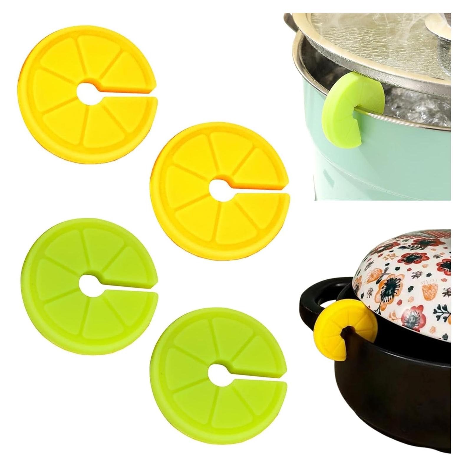 Levantador de Tapa de Olla Silicona Fyazgop 4 Pcs Antiderrames