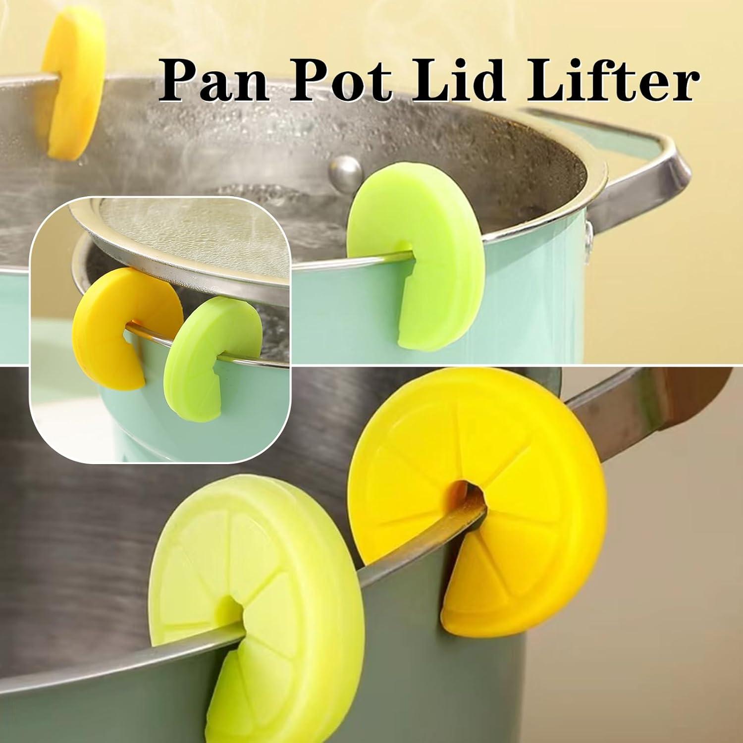 Levantador de Tapa de Olla Silicona Fyazgop 4 Pcs Antiderrames
