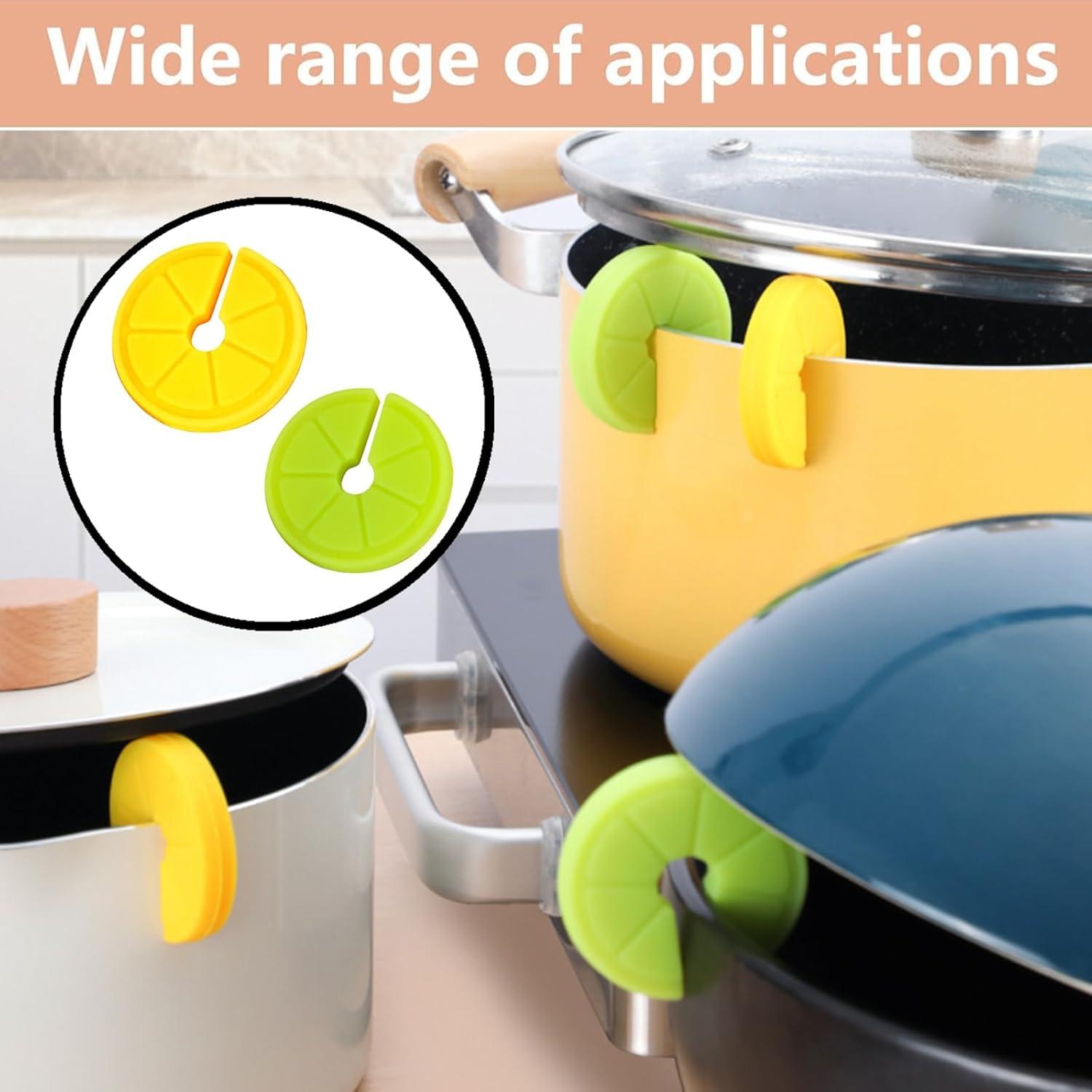 Levantador de Tapa de Olla Silicona Fyazgop 4 Pcs Antiderrames