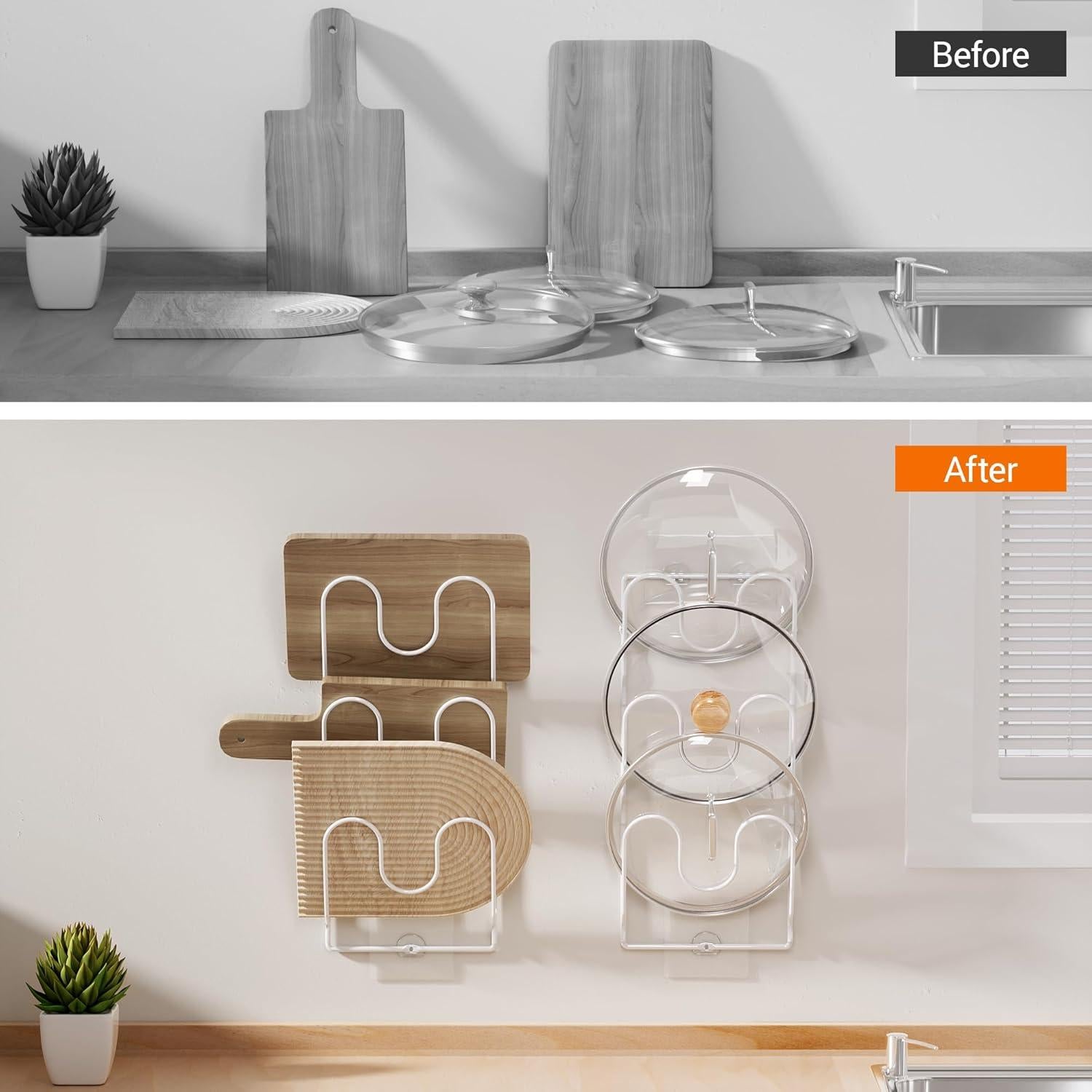 Organizador de tapas de olla PanPanPal 6 niveles blanco