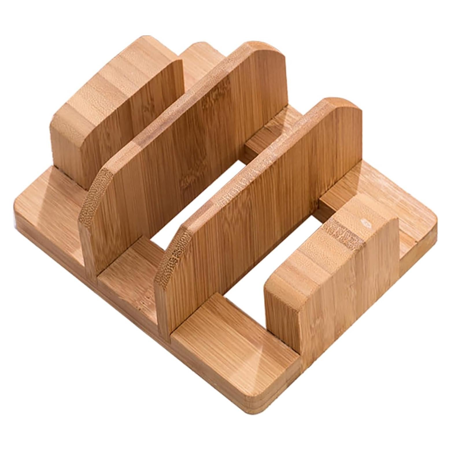 Soporte Organizador de Tapa de Olla de Bambú Kunovo - 3 Compartimentos