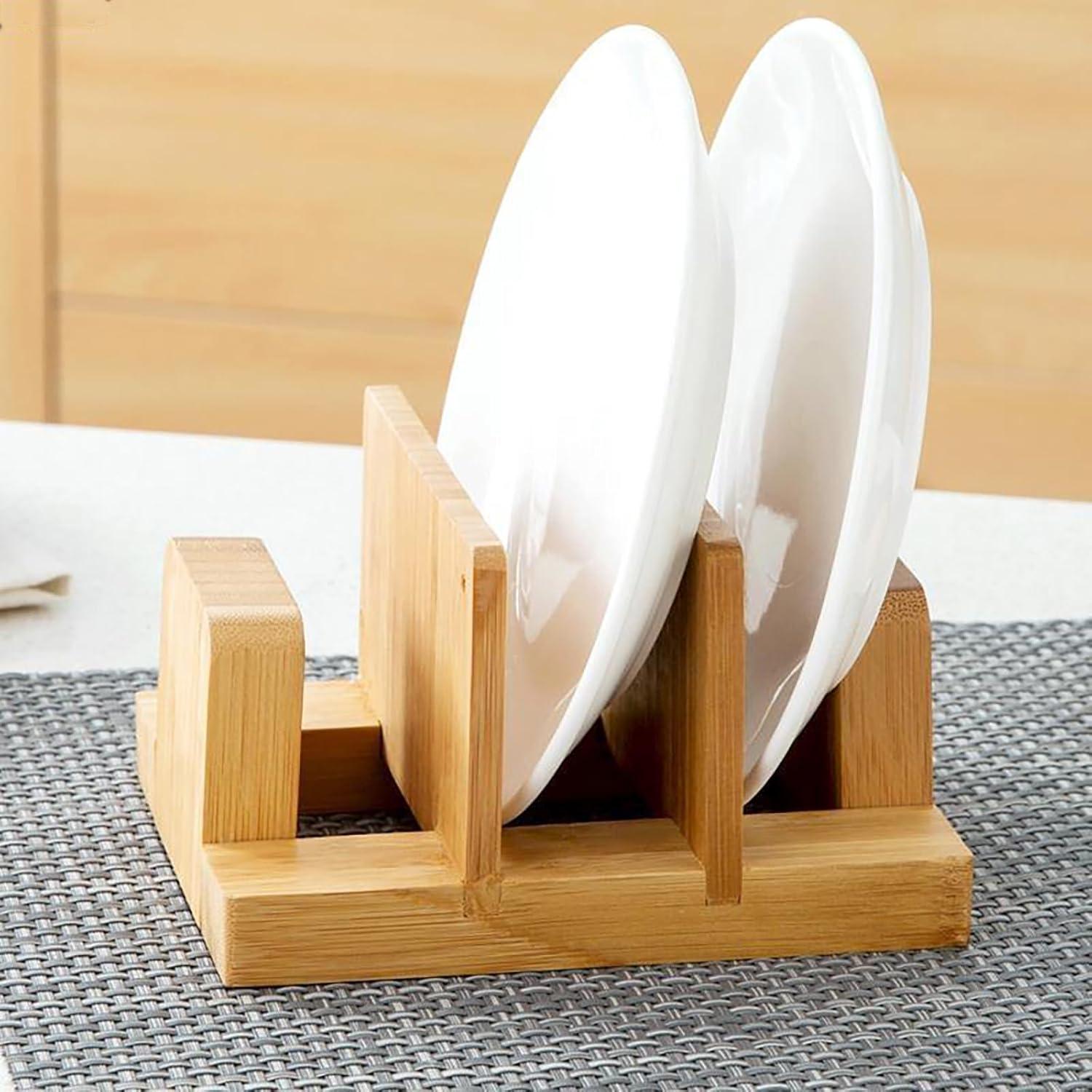 Soporte Organizador de Tapa de Olla de Bambú Kunovo - 3 Compartimentos