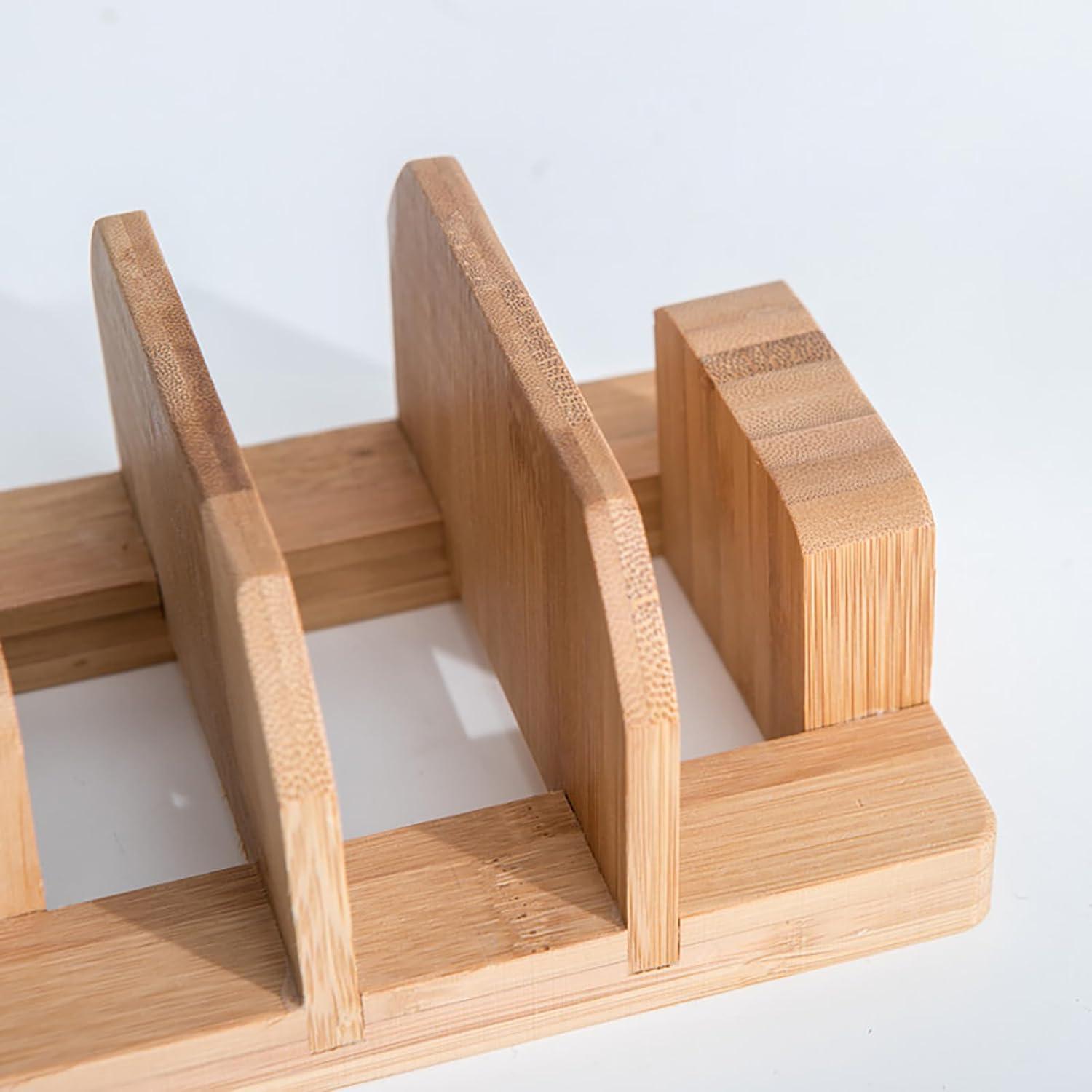 Soporte Organizador de Tapa de Olla de Bambú Kunovo - 3 Compartimentos