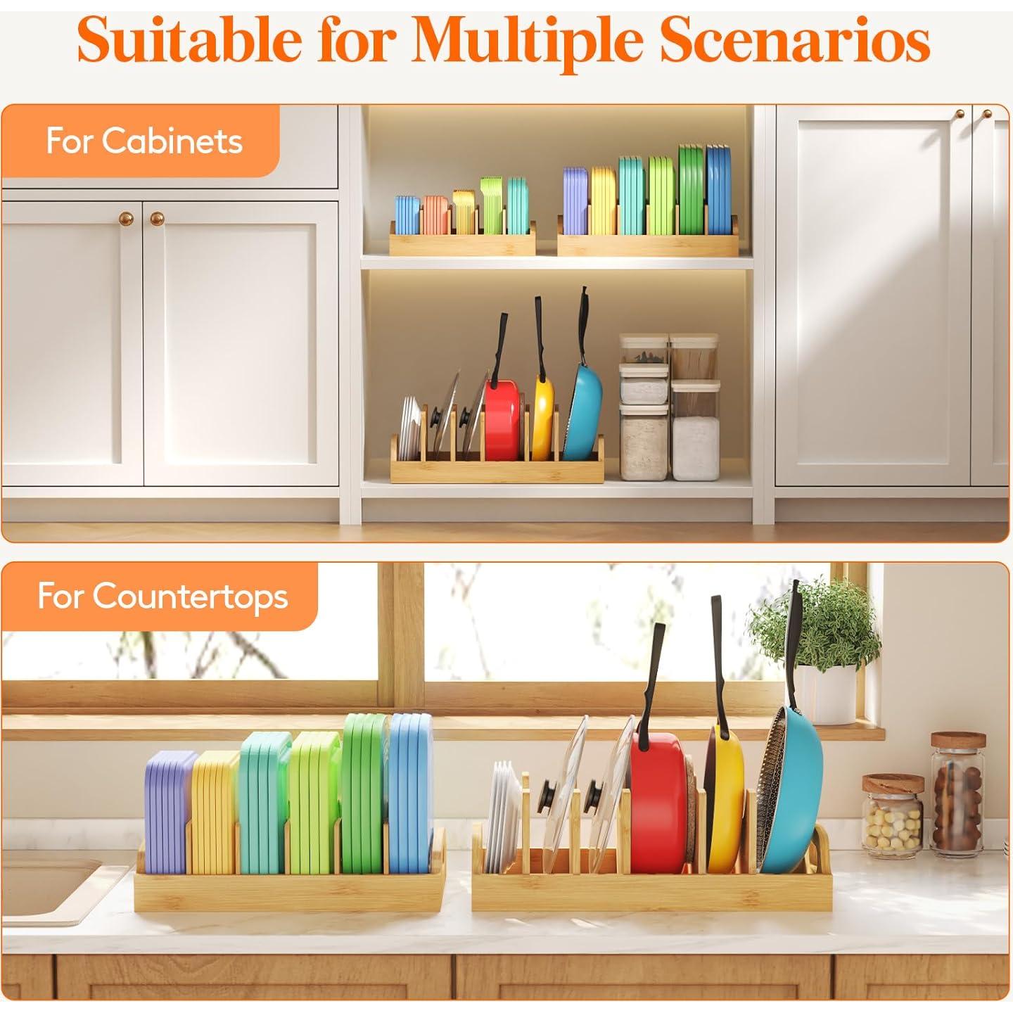 Organizador de Tapas de Bambú Lifewit XL con Divisores Ajustables