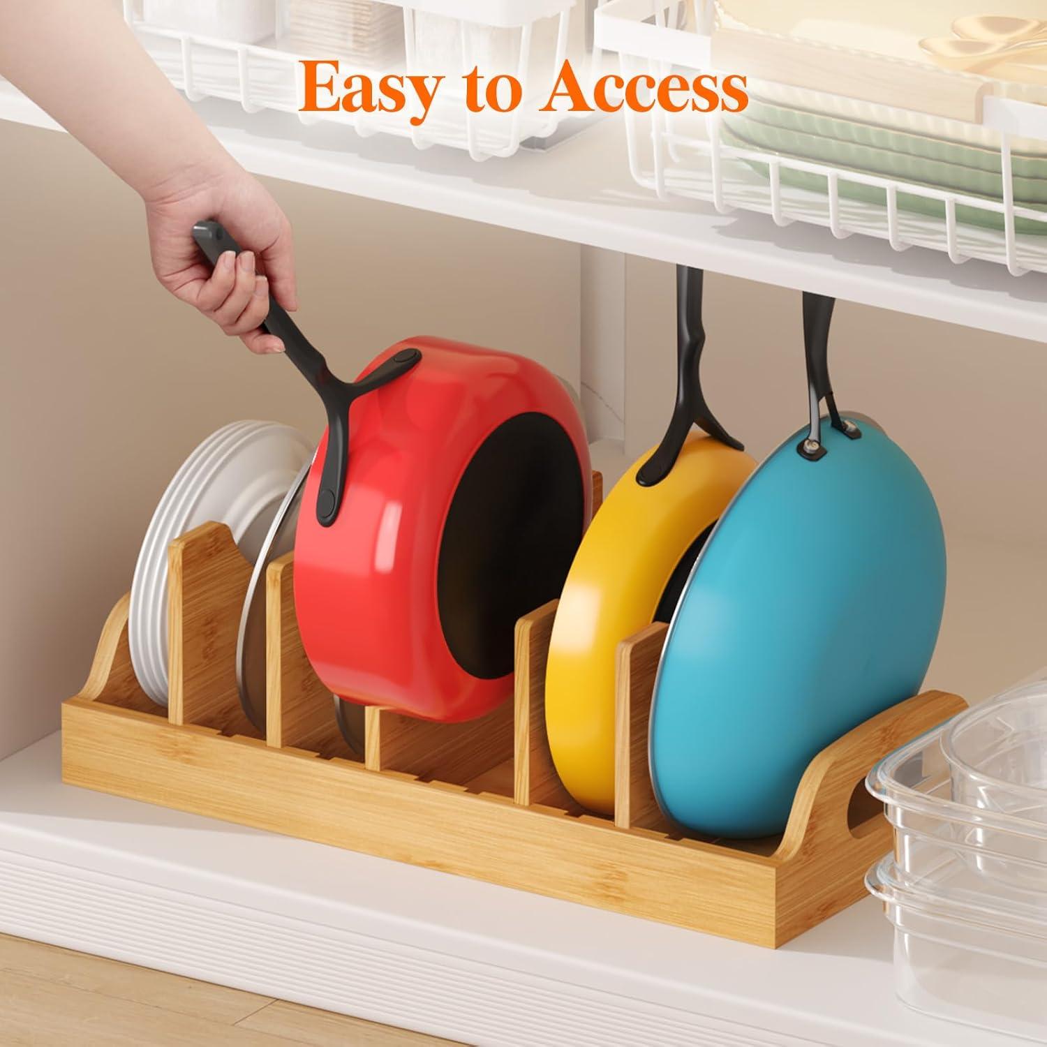 Organizador de Tapas de Bambú Lifewit XL con Divisores Ajustables