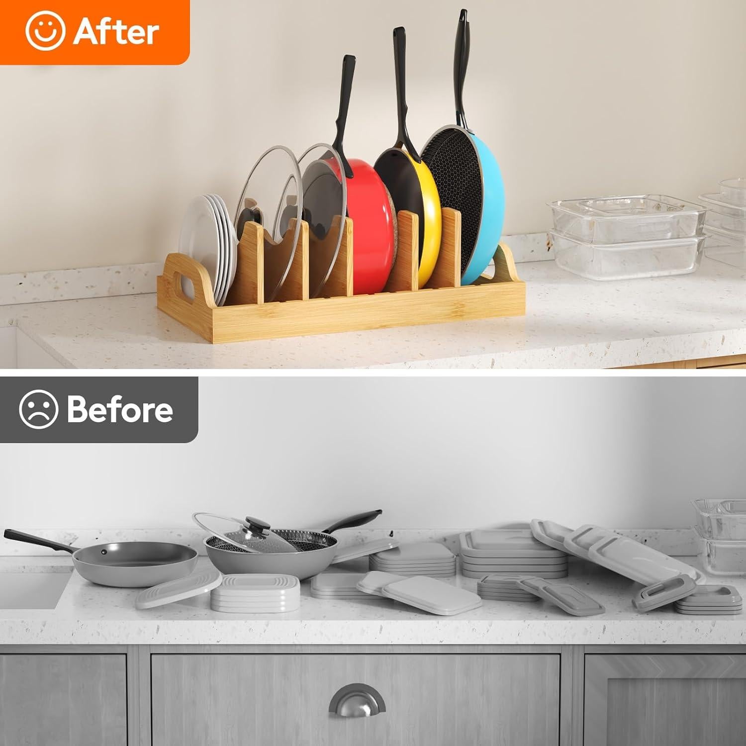 Organizador de Tapas de Bambú Lifewit XL con Divisores Ajustables