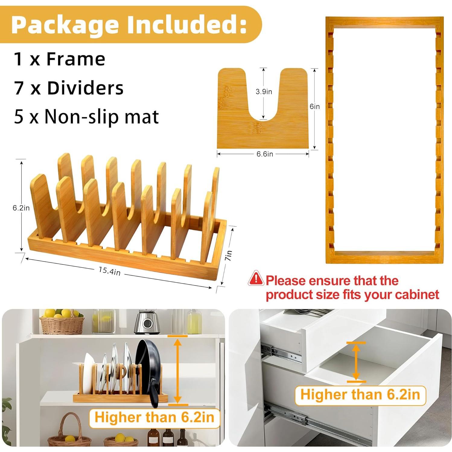 Organizador de Tapas de Olla MinBoo de Bambú, Soporte para Cocina