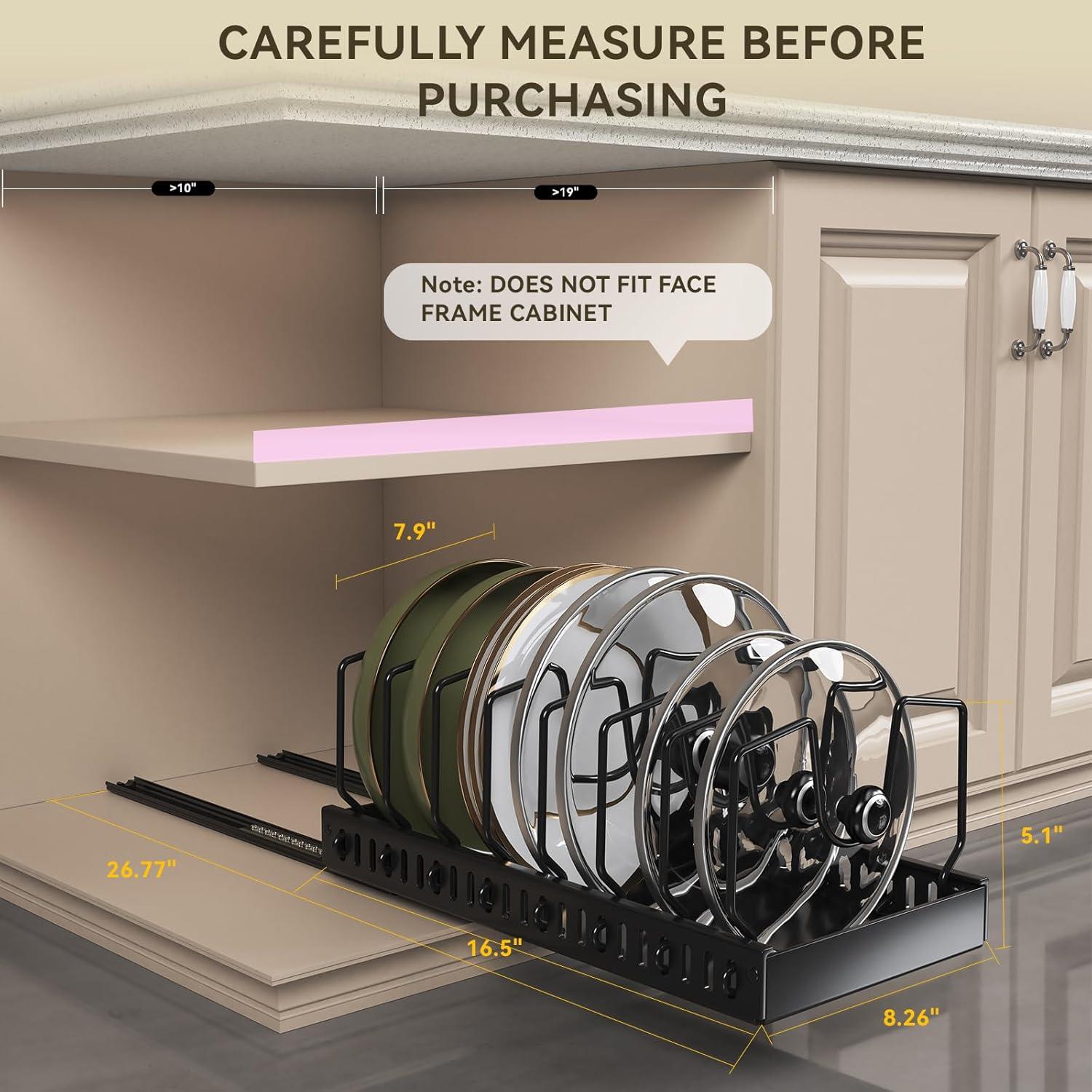 Organizador de Ollas y Sartenes WOSHEN Negro 2 Pack 8 Divisores