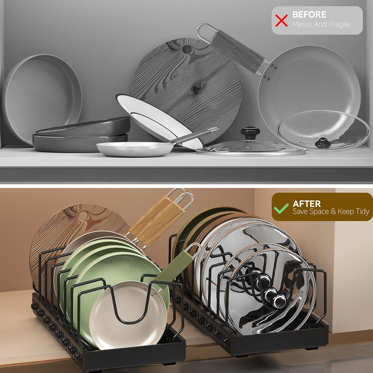 Organizador de Ollas y Sartenes WOSHEN Negro 2 Pack 8 Divisores