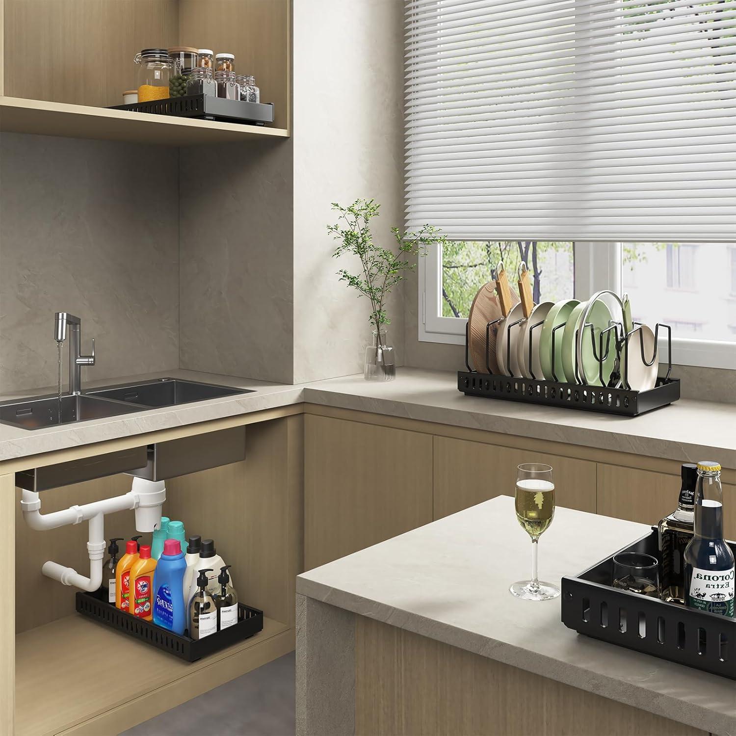 Organizador de Ollas y Sartenes WOSHEN Negro 2 Pack 8 Divisores