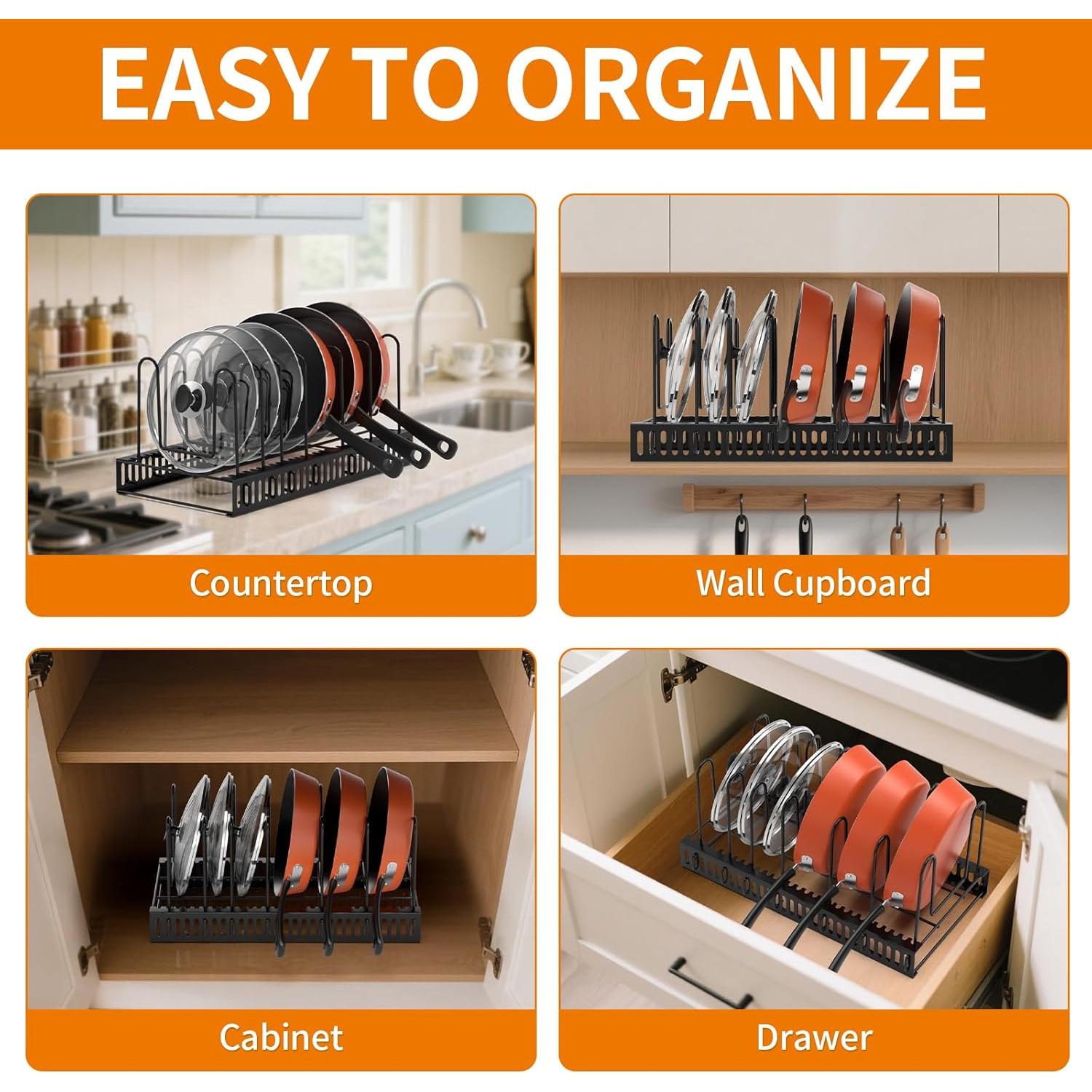 Organizador de Tapas de Olla ZHIWUJIA con 7 Divisores Ajustables