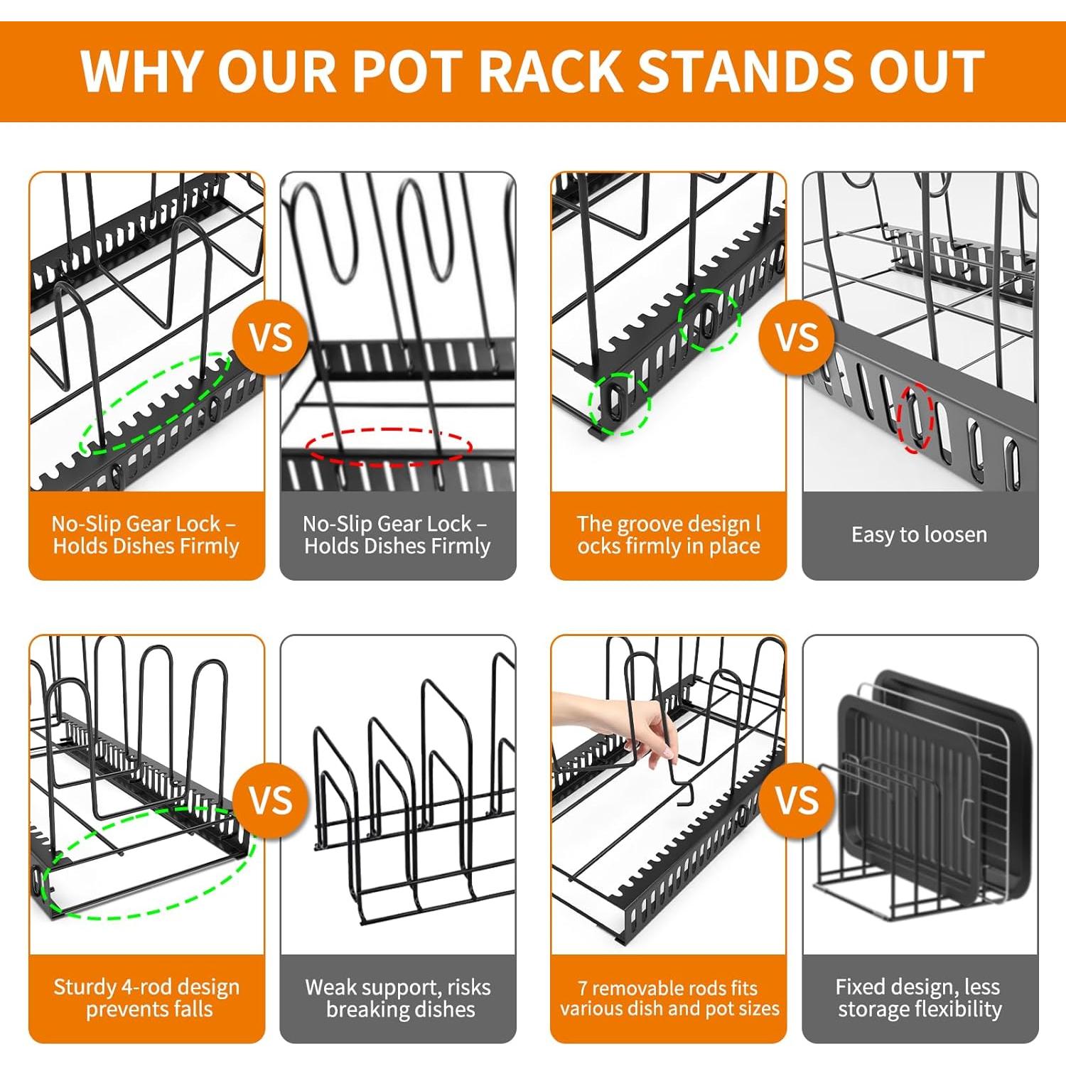 Organizador de Tapas de Olla ZHIWUJIA con 7 Divisores Ajustables