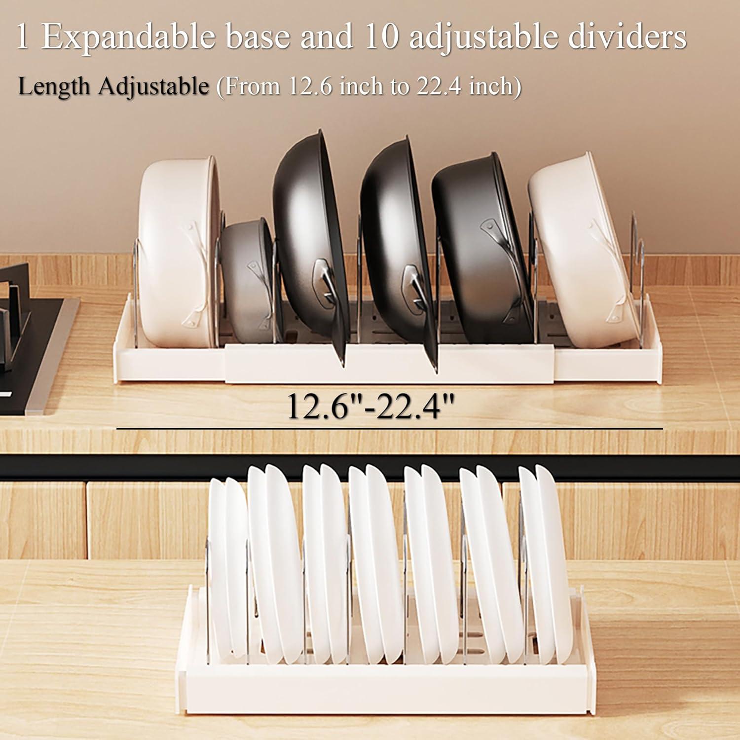 Organizador de Ollas y Sartenes LICRUGU Blanco 10 Divisores Ajustables