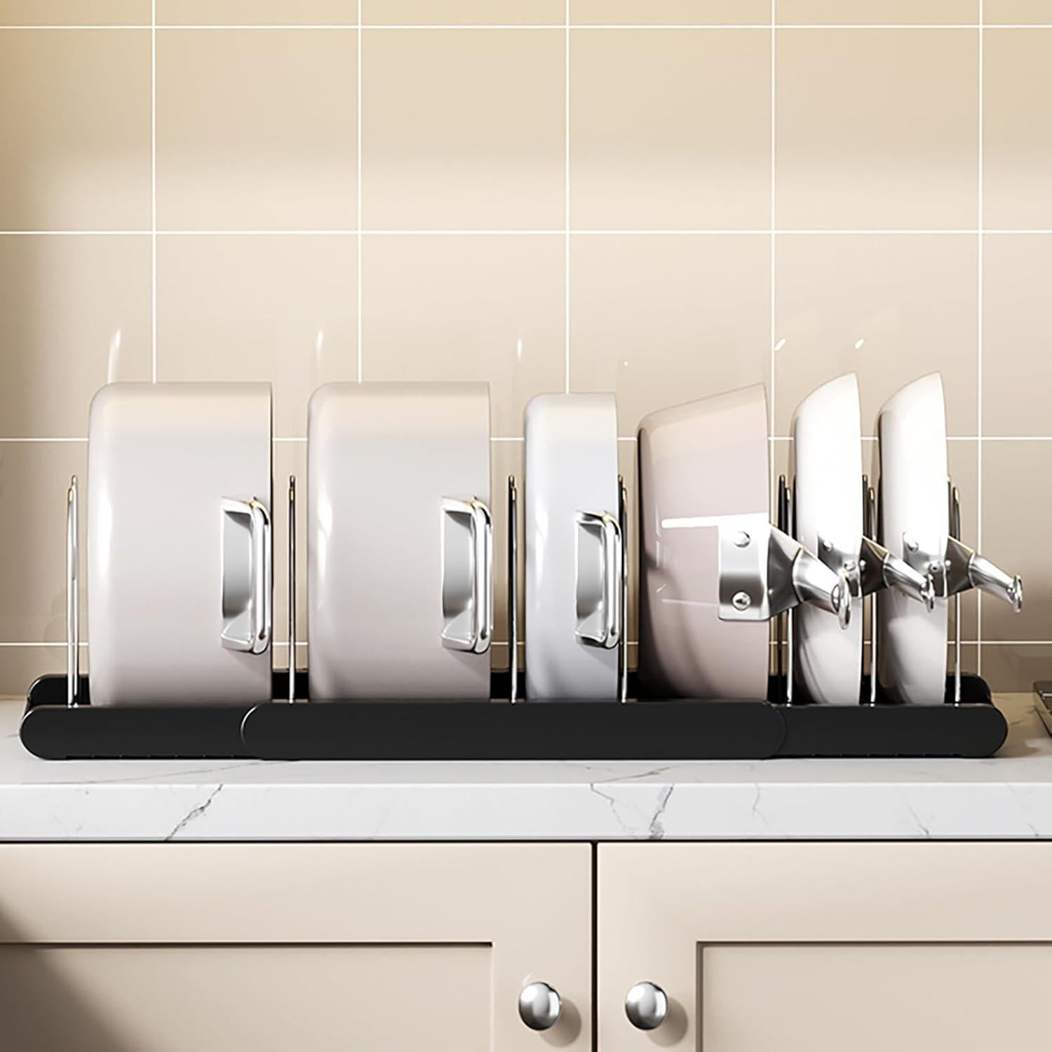 Soporte Organizador de Ollas y Sartenes LICRUGU Negro 7 Divisores