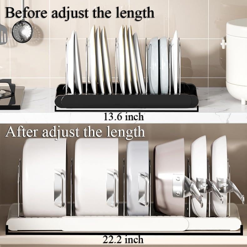 Soporte Organizador de Ollas y Sartenes LICRUGU Negro 7 Divisores