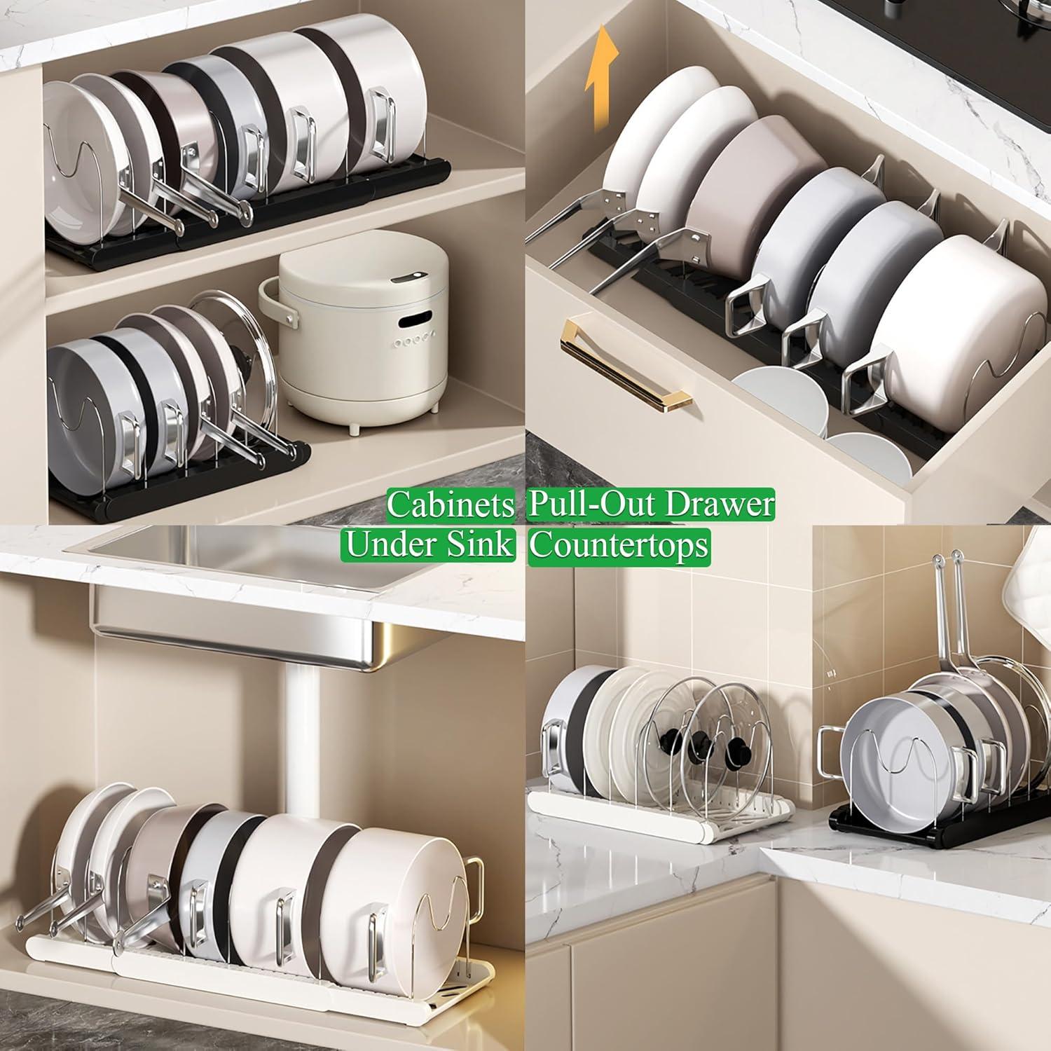 Soporte Organizador de Ollas y Sartenes LICRUGU Negro 7 Divisores