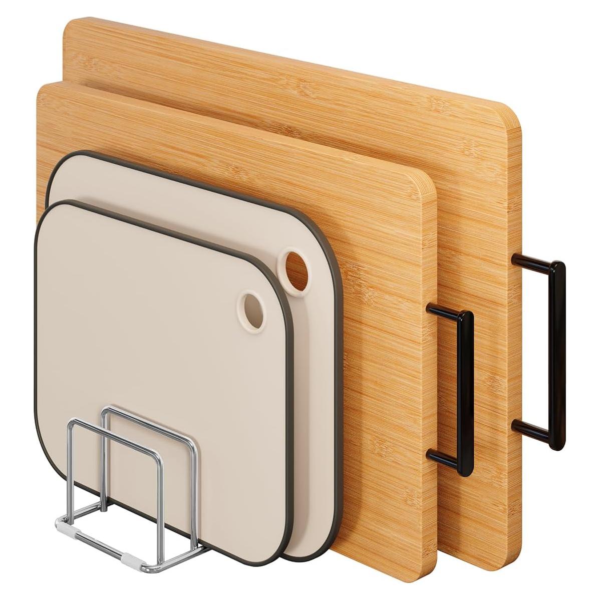 Soporte Organizador de Tablas de Cortar Coneyaro Acero Inoxidable 4 Ranuras