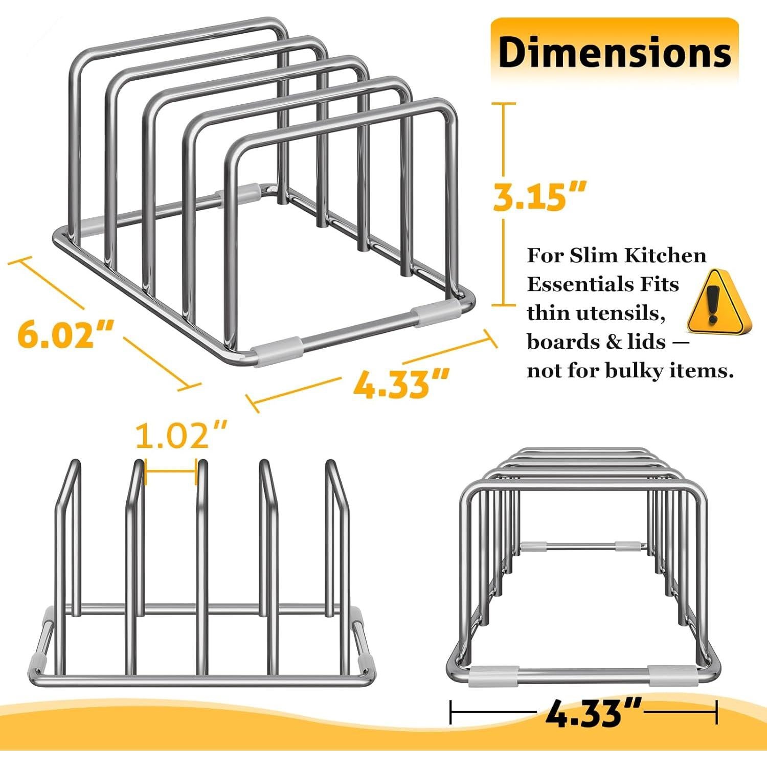 Soporte Organizador de Tablas de Cortar Coneyaro Acero Inoxidable 4 Ranuras