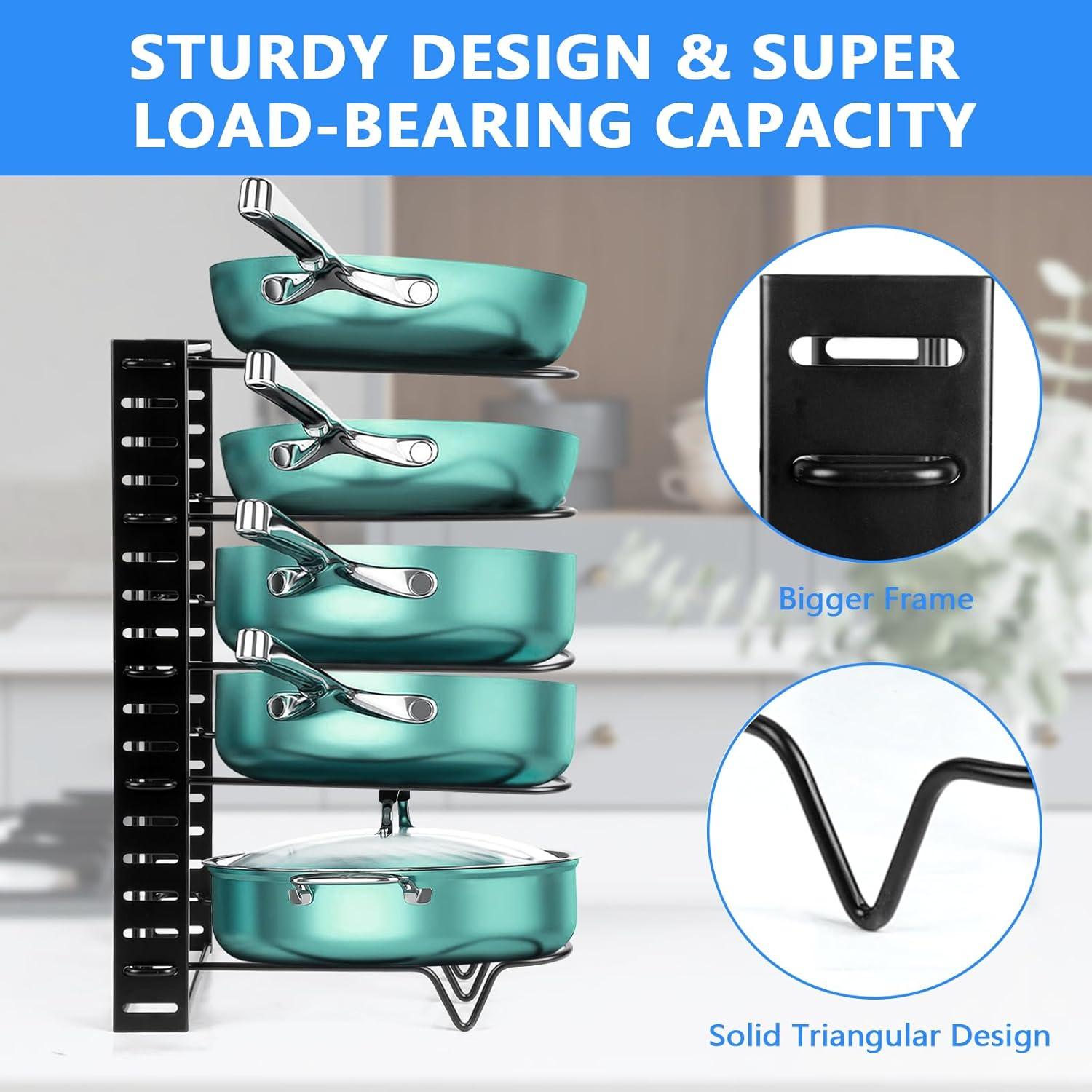 Organizador de Ollas y Sartenes XSUPER Ajustable 8 Niveles Negro