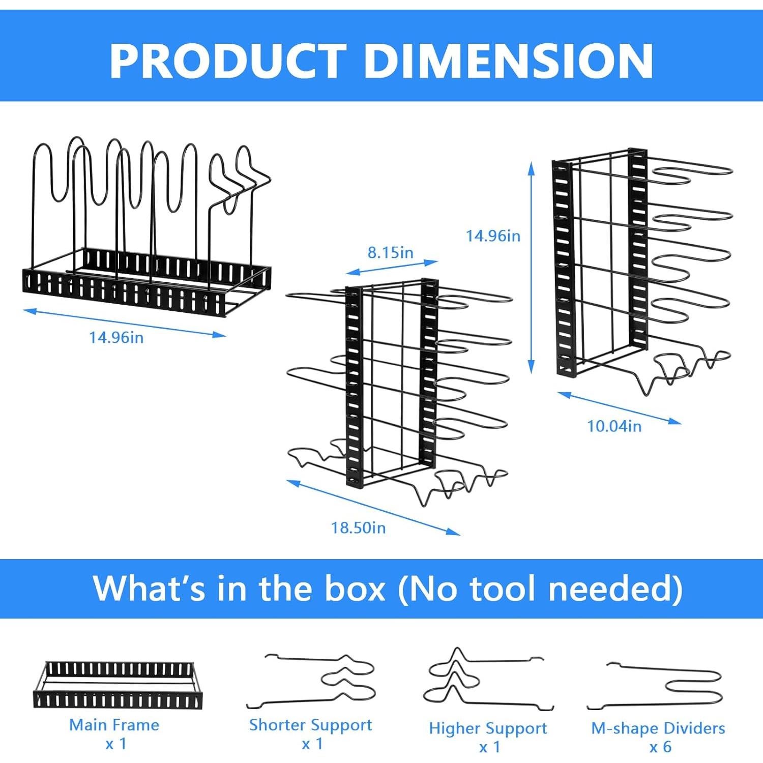 Organizador de Ollas y Sartenes XSUPER Ajustable 8 Niveles Negro