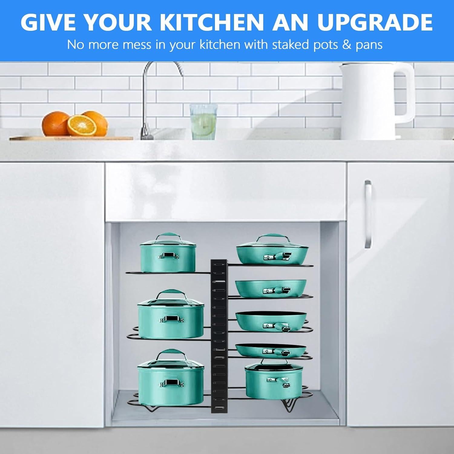 Organizador de Ollas y Sartenes XSUPER Ajustable 8 Niveles Negro