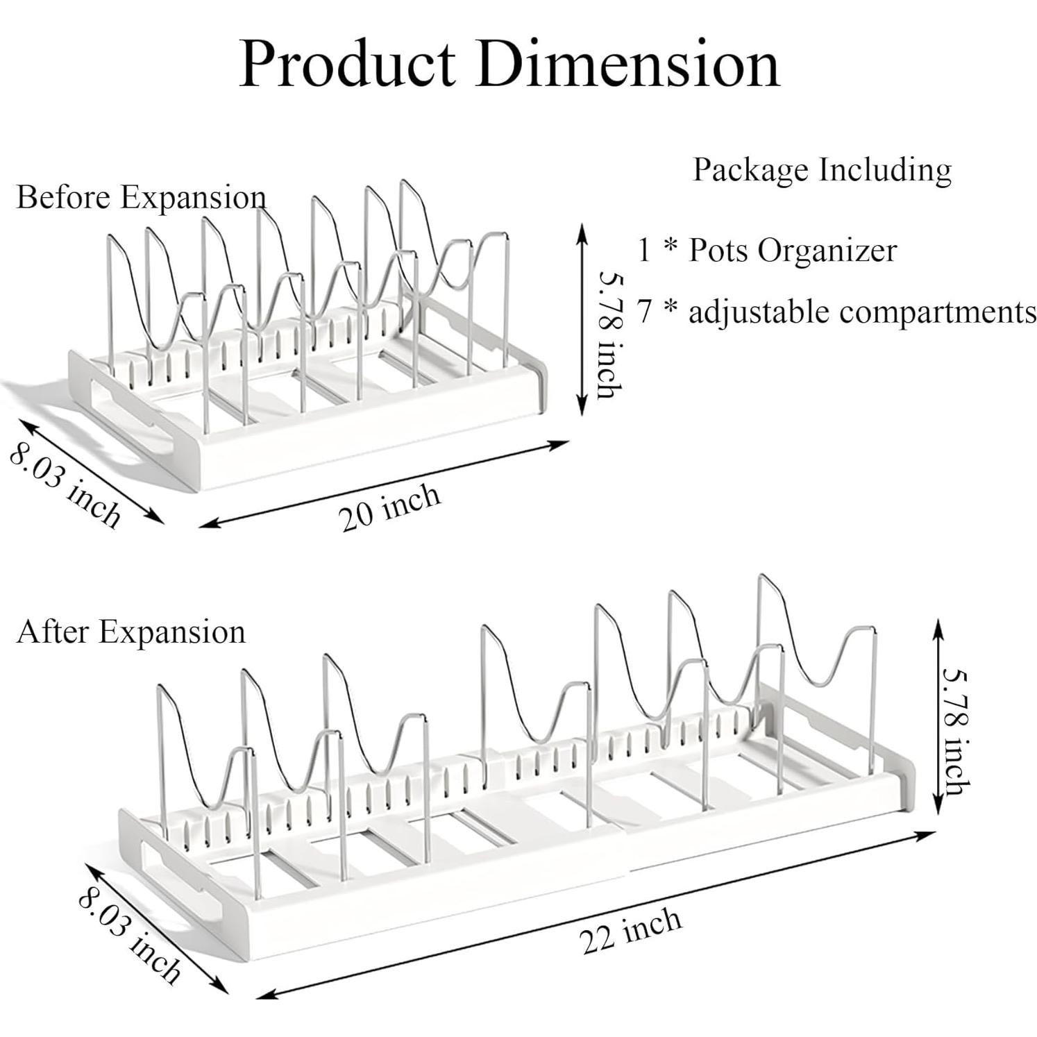 Organizador de Ollas y Sartenes Genérico Expandible 7 Divisores