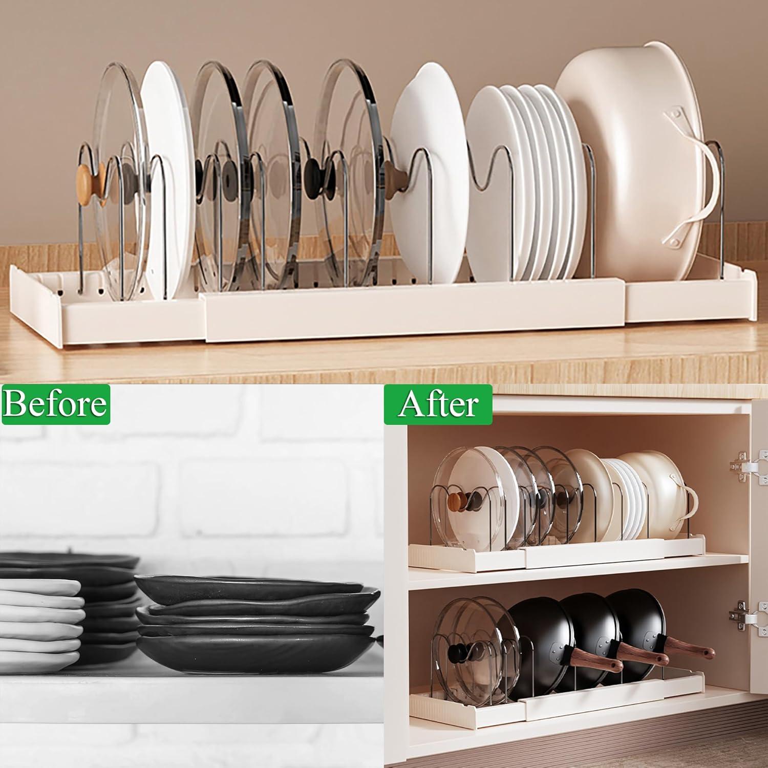 Organizador de Ollas y Sartenes Genérico Blanco 10 Divisores Ajustables