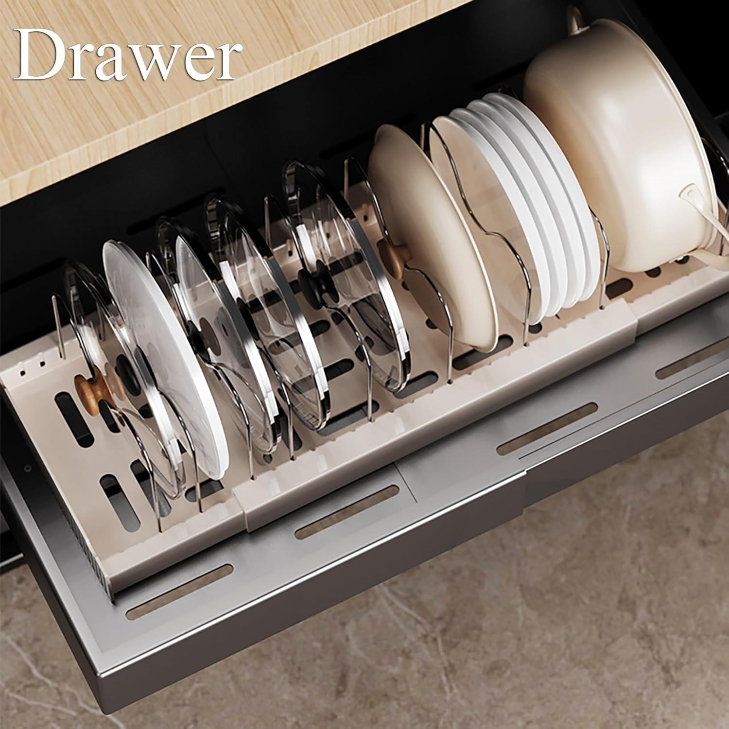 Organizador de Ollas y Sartenes Genérico Blanco 10 Divisores Ajustables