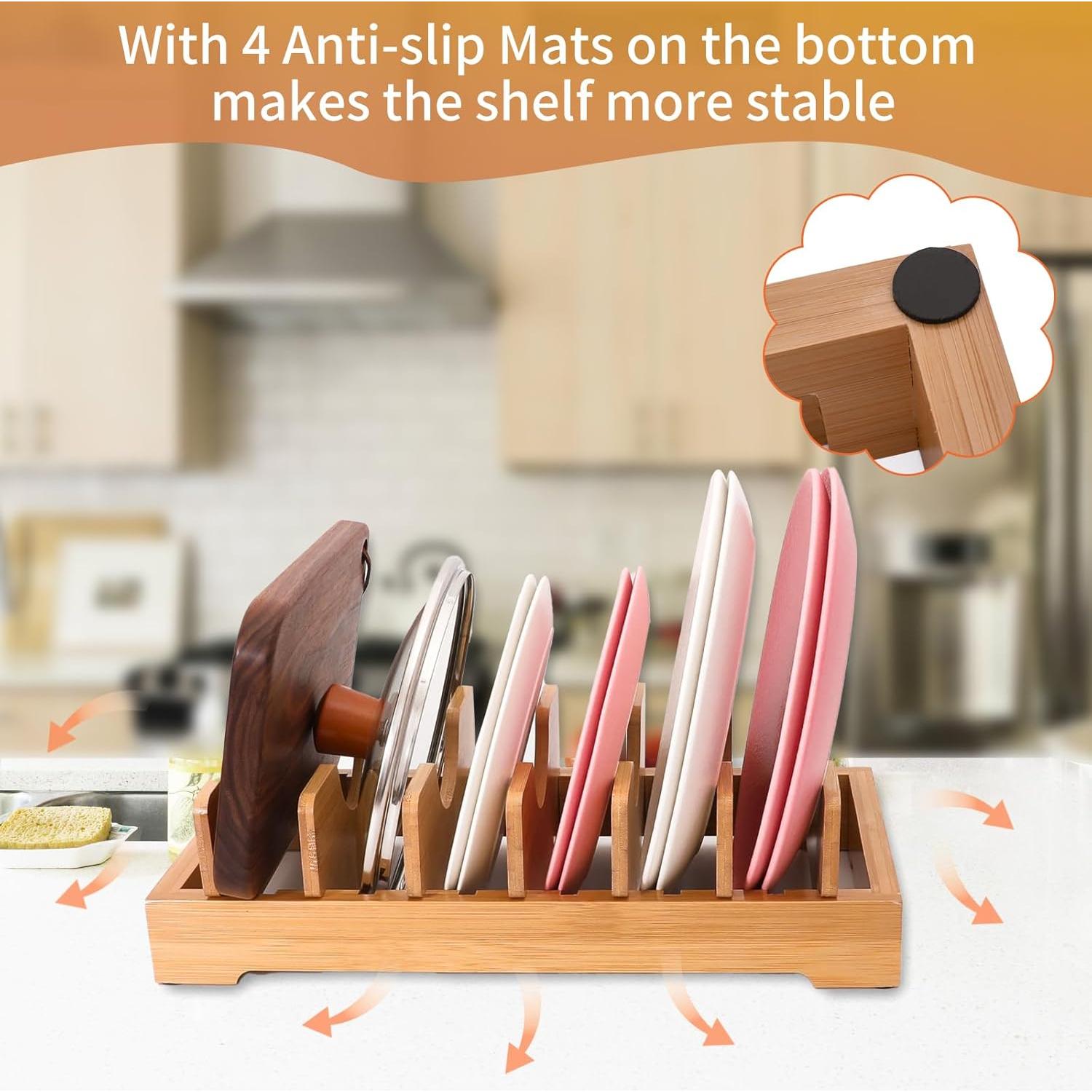 Estante de cocina de bambú XiaoyuziTF, 7 divisores ajustables