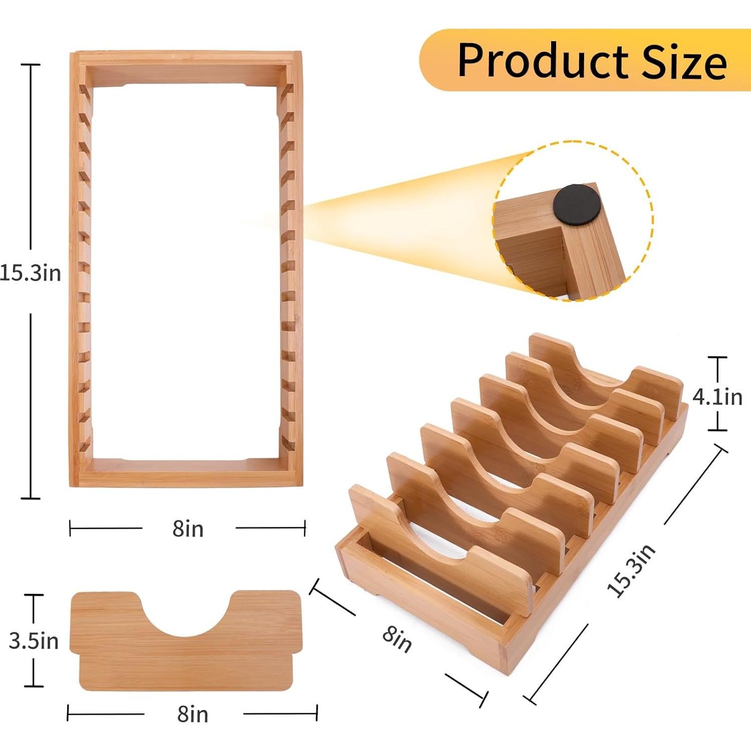 Estante de cocina de bambú XiaoyuziTF, 7 divisores ajustables