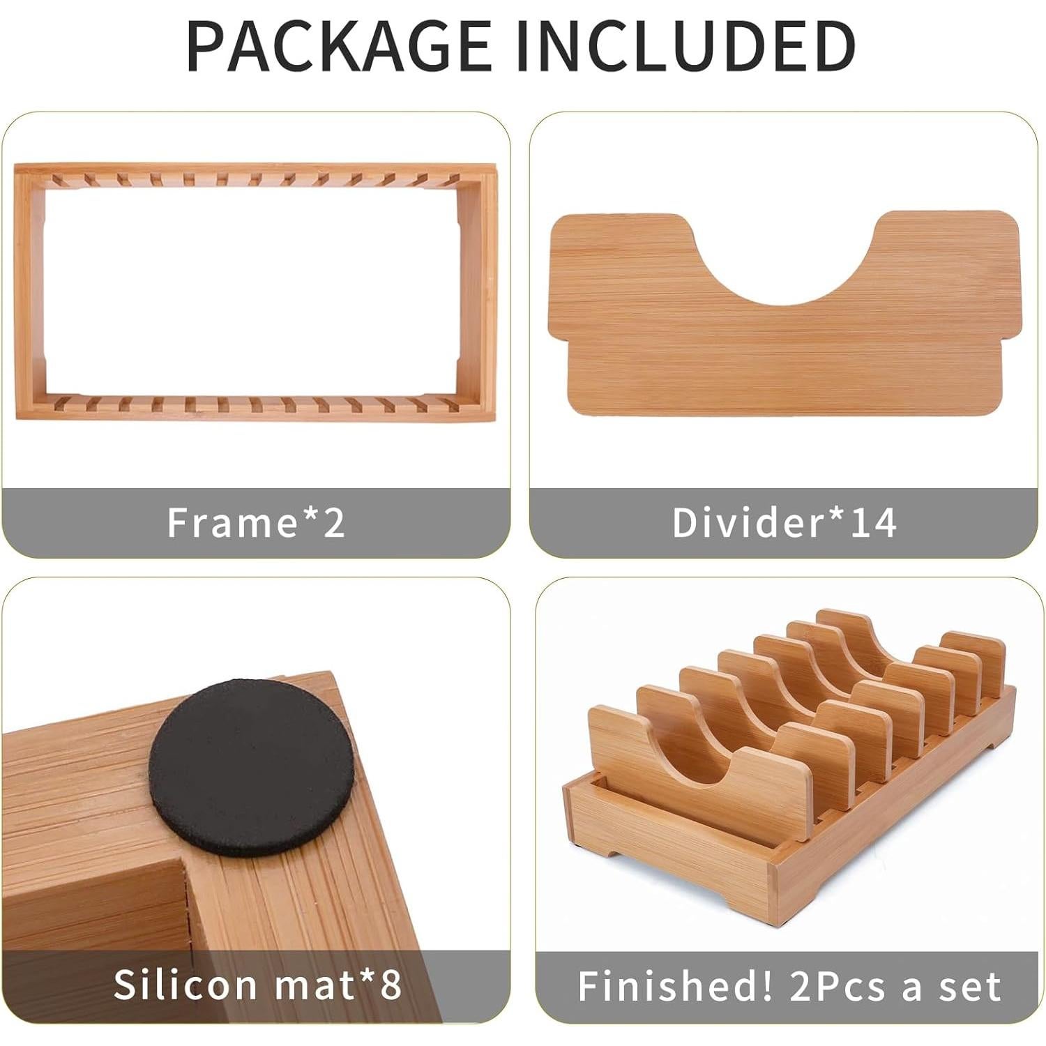 Estante de cocina de bambú XiaoyuziTF, 7 divisores ajustables