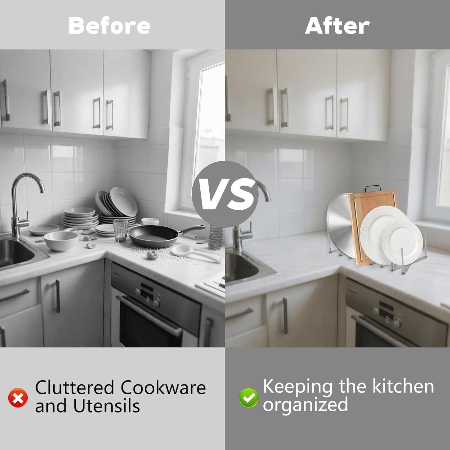 Organizador de Ollas y Sartenes JINGIHE Ajustable Acero Inoxidable