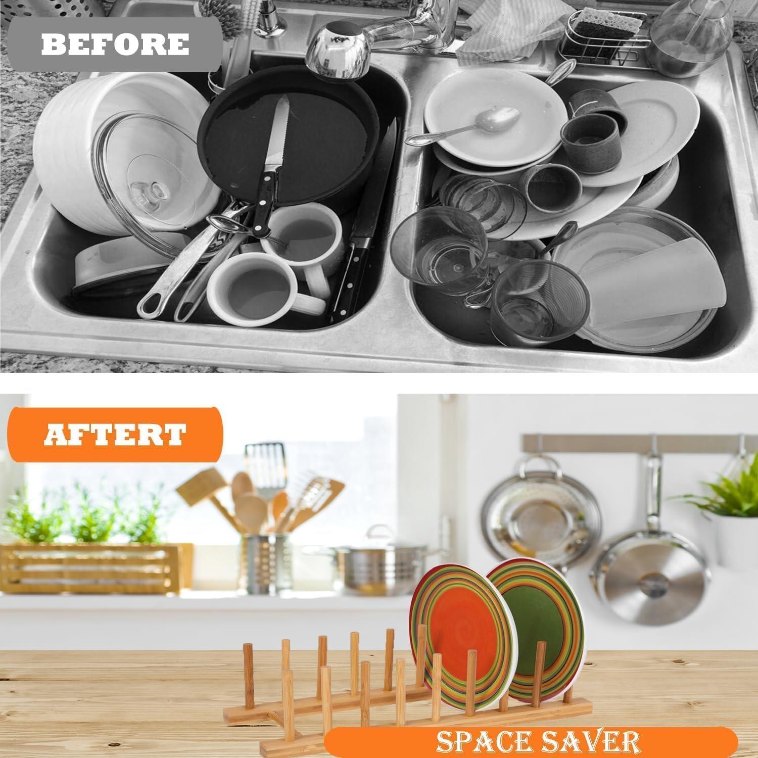 Organizador de Platos de Bambú Yuixoseu 34.3x12.4cm