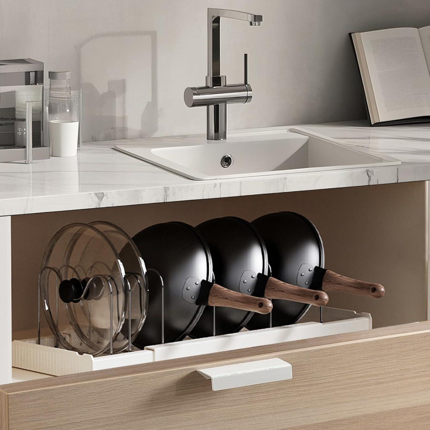 Estante Expandible para Ollas DRHWEFSQ - 10 Compartimentos Ajustables