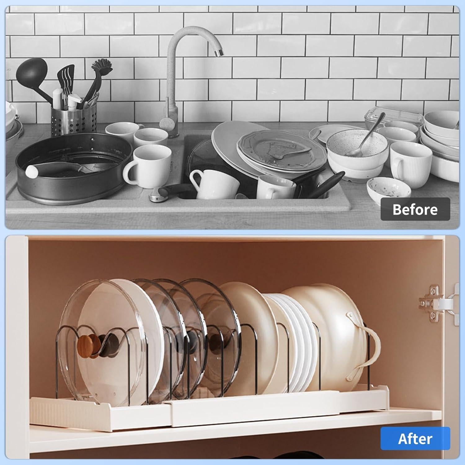 Estante Expandible para Ollas DRHWEFSQ - 10 Compartimentos Ajustables