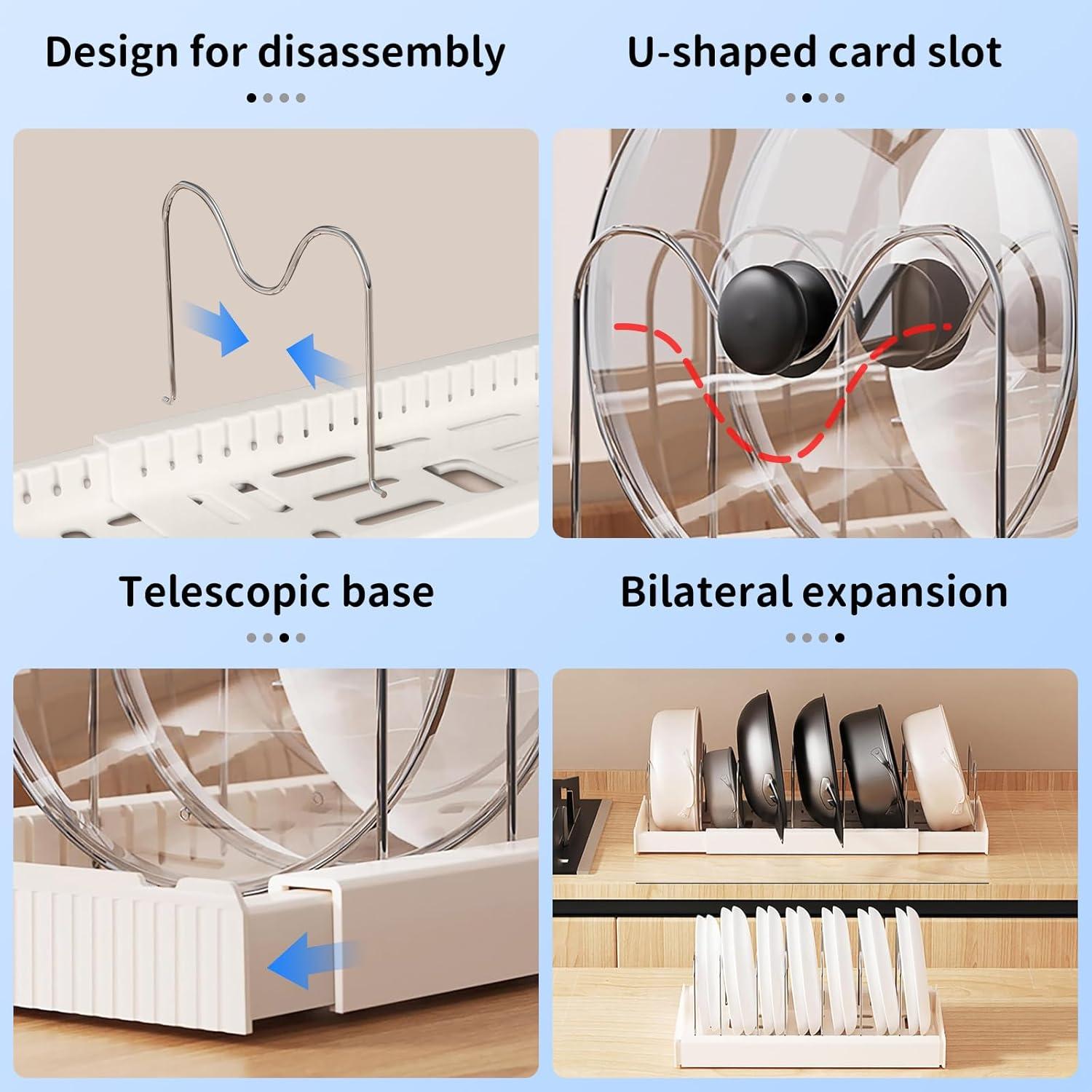 Estante Expandible para Ollas DRHWEFSQ - 10 Compartimentos Ajustables