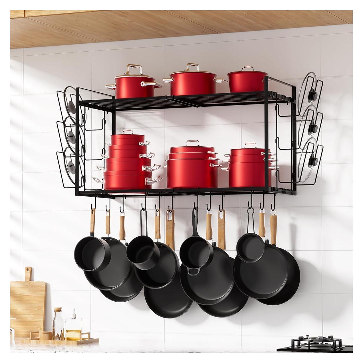 Soporte de Olla Montado en Pared Homics 2 Niveles 45 kg