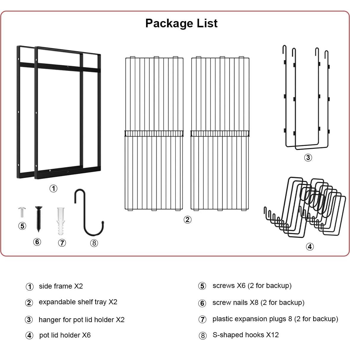 Soporte de Olla Montado en Pared Homics 2 Niveles 45 kg