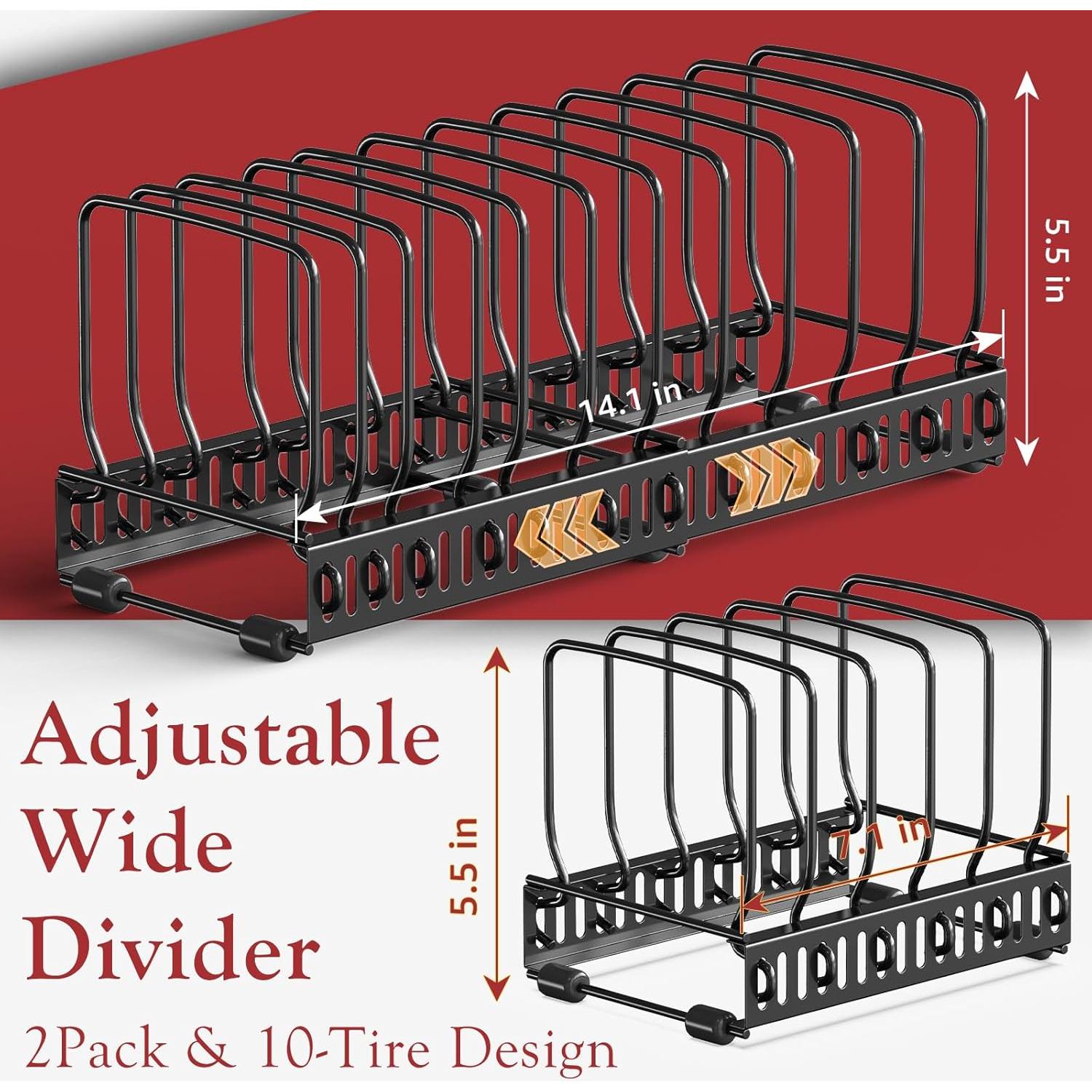 Organizador de Tabla de Cortar Ajustable HzTinT 2 Pack Negro