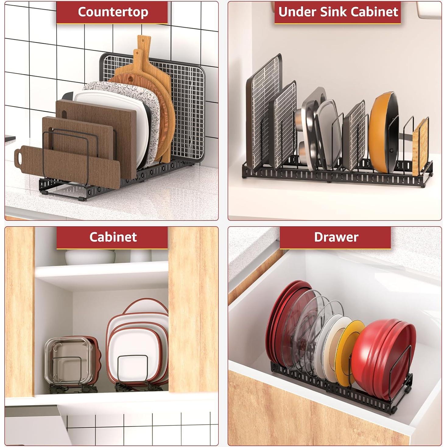 Organizador de Tabla de Cortar Ajustable HzTinT 2 Pack Negro