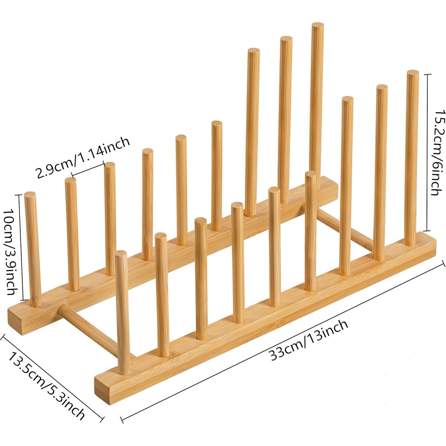 Soporte de Secado de Platos HBlife 2 Piezas de Bambú Ecológico