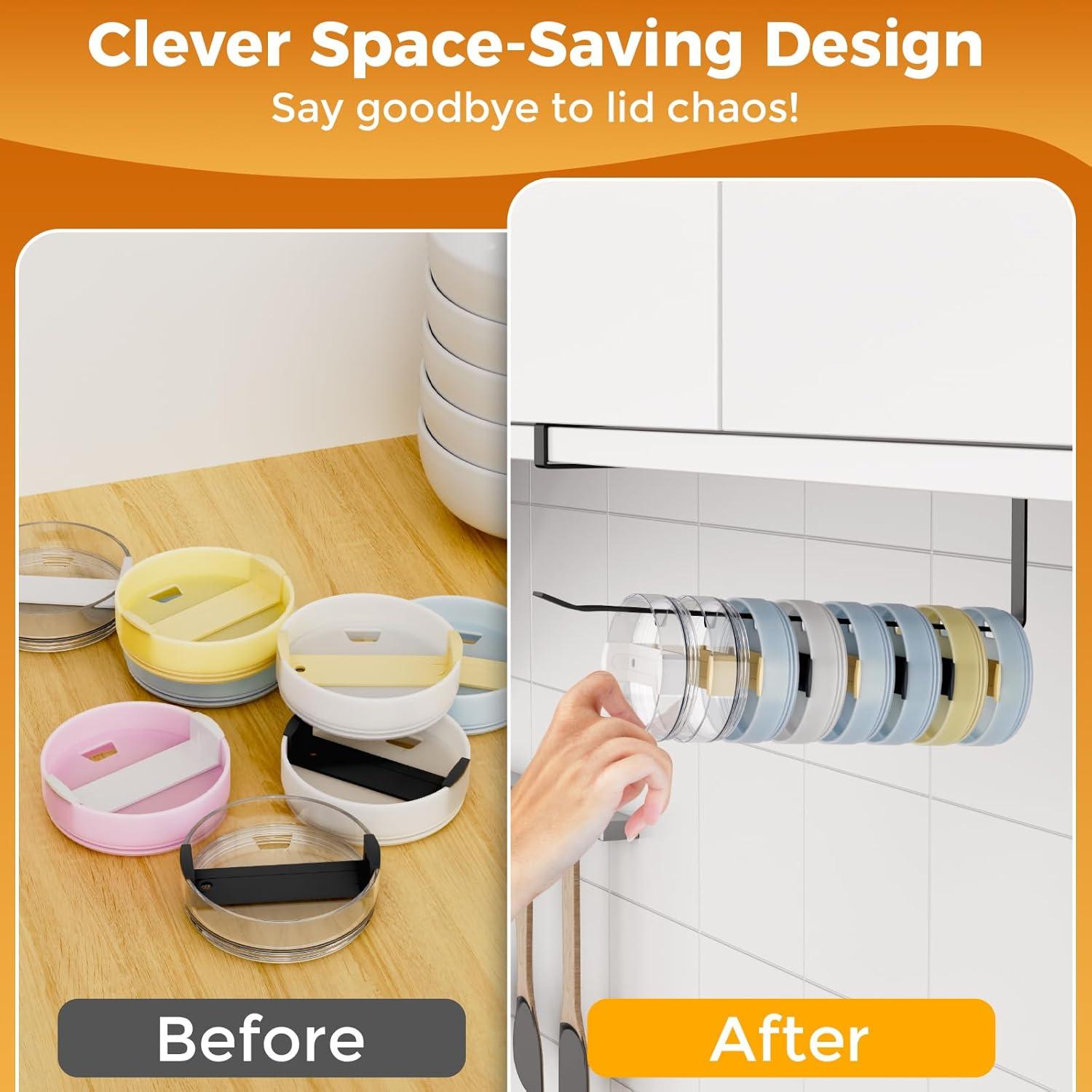 Organizador de Tapa de Vaso Quehun - Capacidad 30 Tapas, Sin Adhesivo