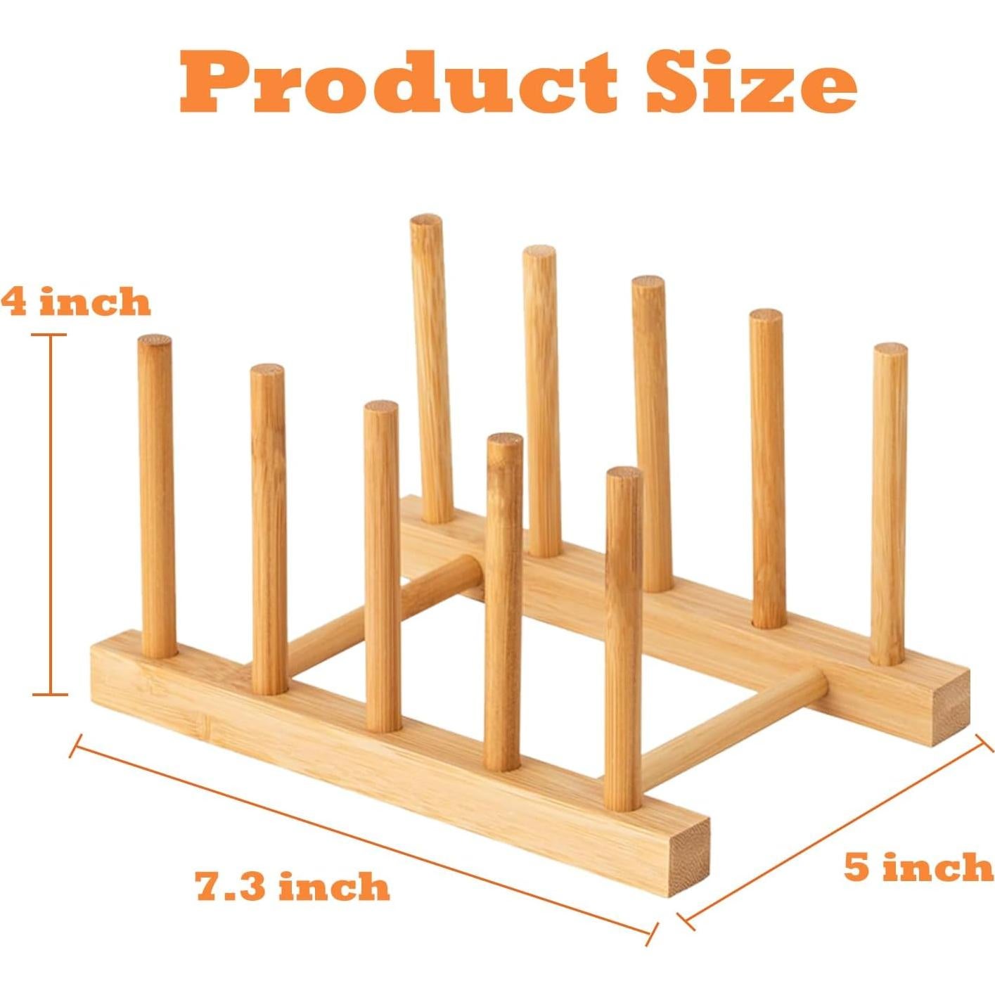 Soporte de Platos de Bambú Yuixoseu - Juego de 4, Ahorra Espacio