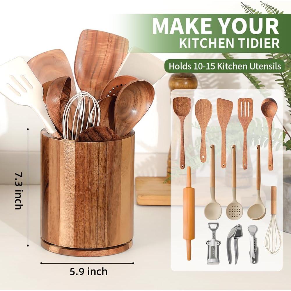 Soporte de Utensilios de Cocina Gorsent Acacia 360° 14.99cm