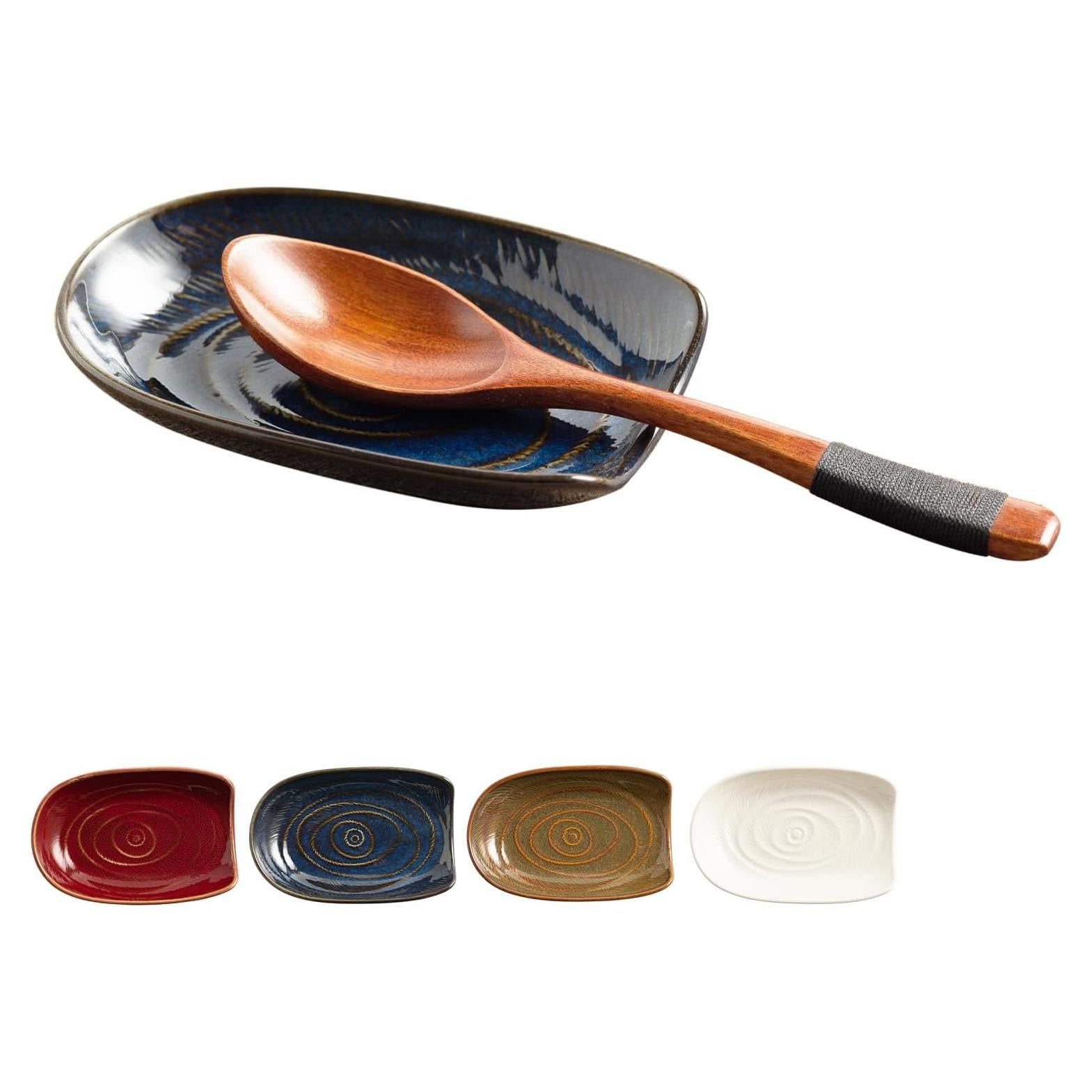 Soporte para cuchara de cerámica Zerokyclan azul 12.95x8.51cm