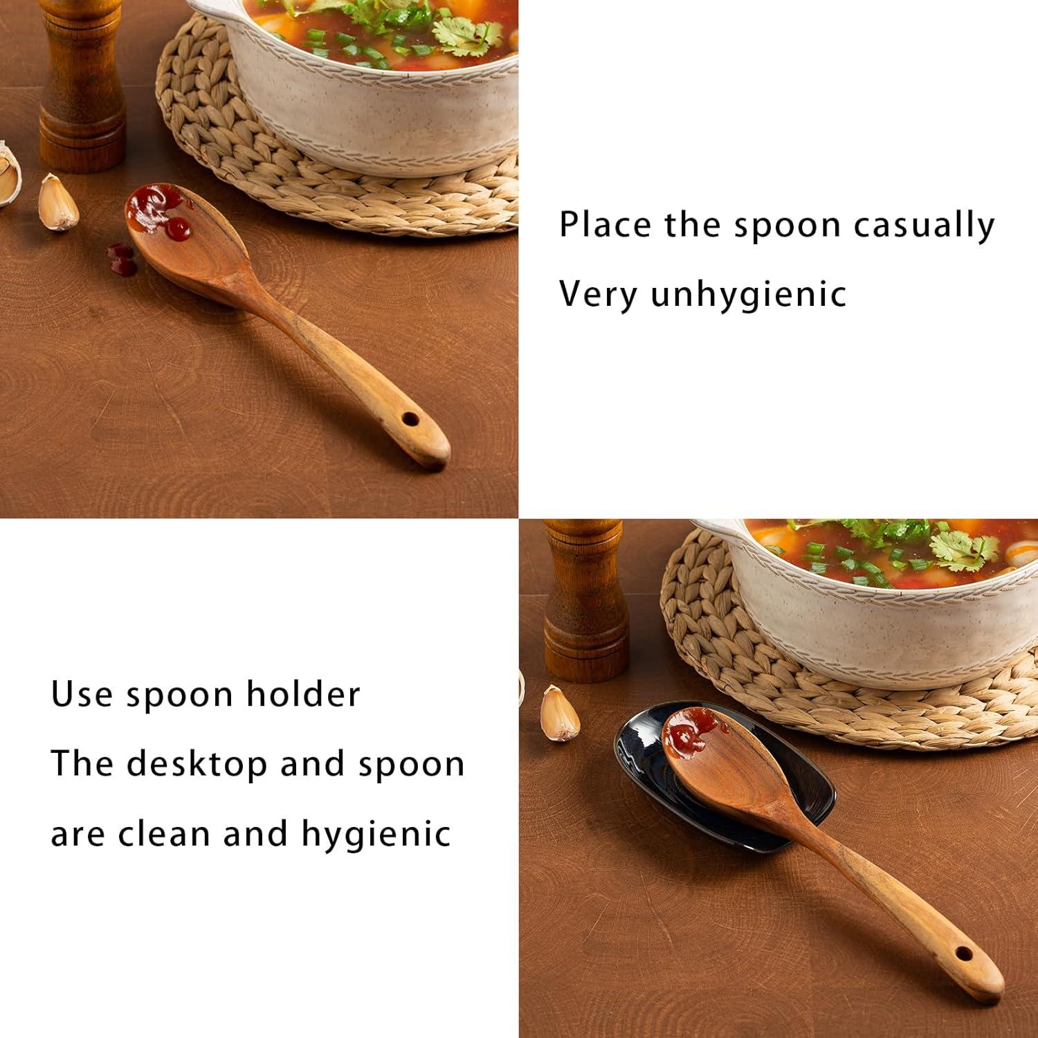 Soporte para cuchara de cerámica Zerokyclan azul 12.95x8.51cm