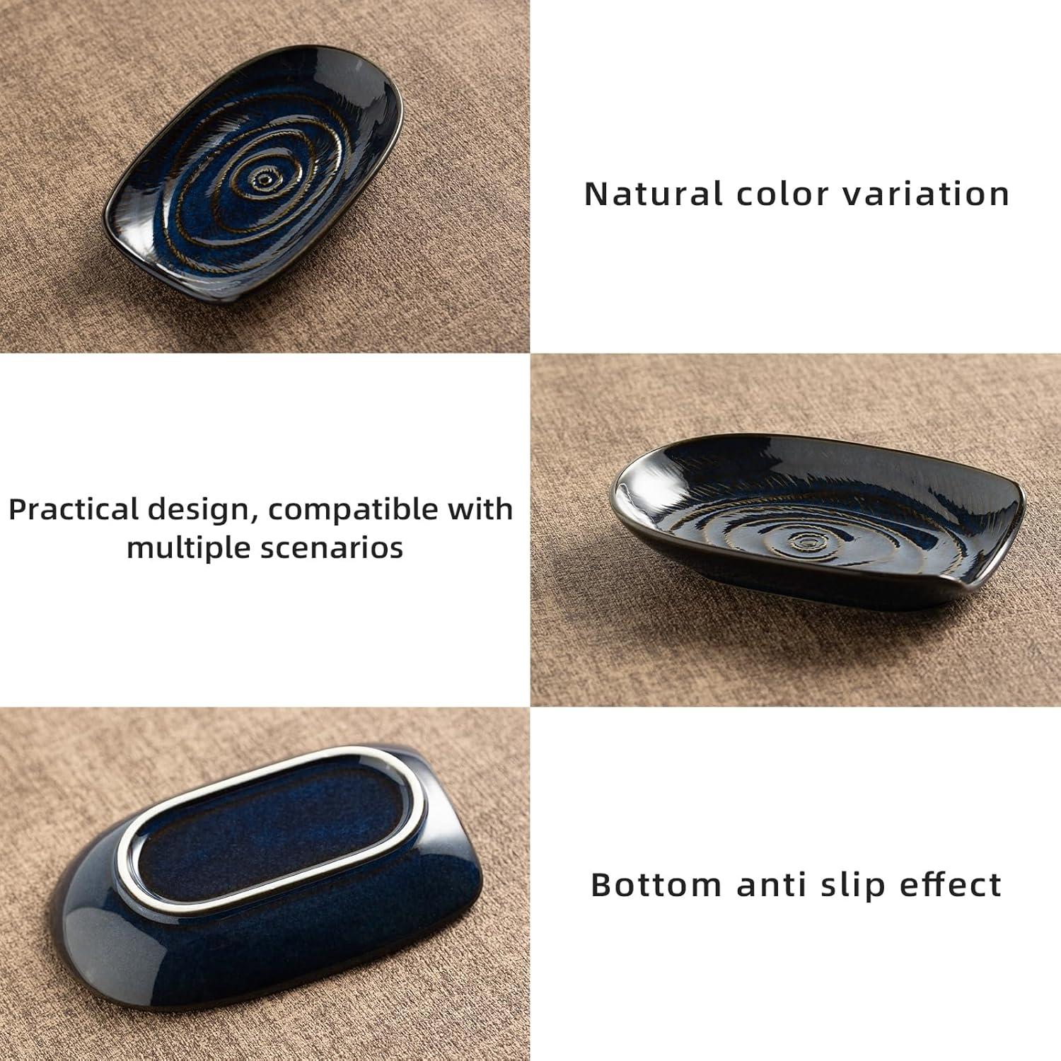 Soporte para cuchara de cerámica Zerokyclan azul 12.95x8.51cm