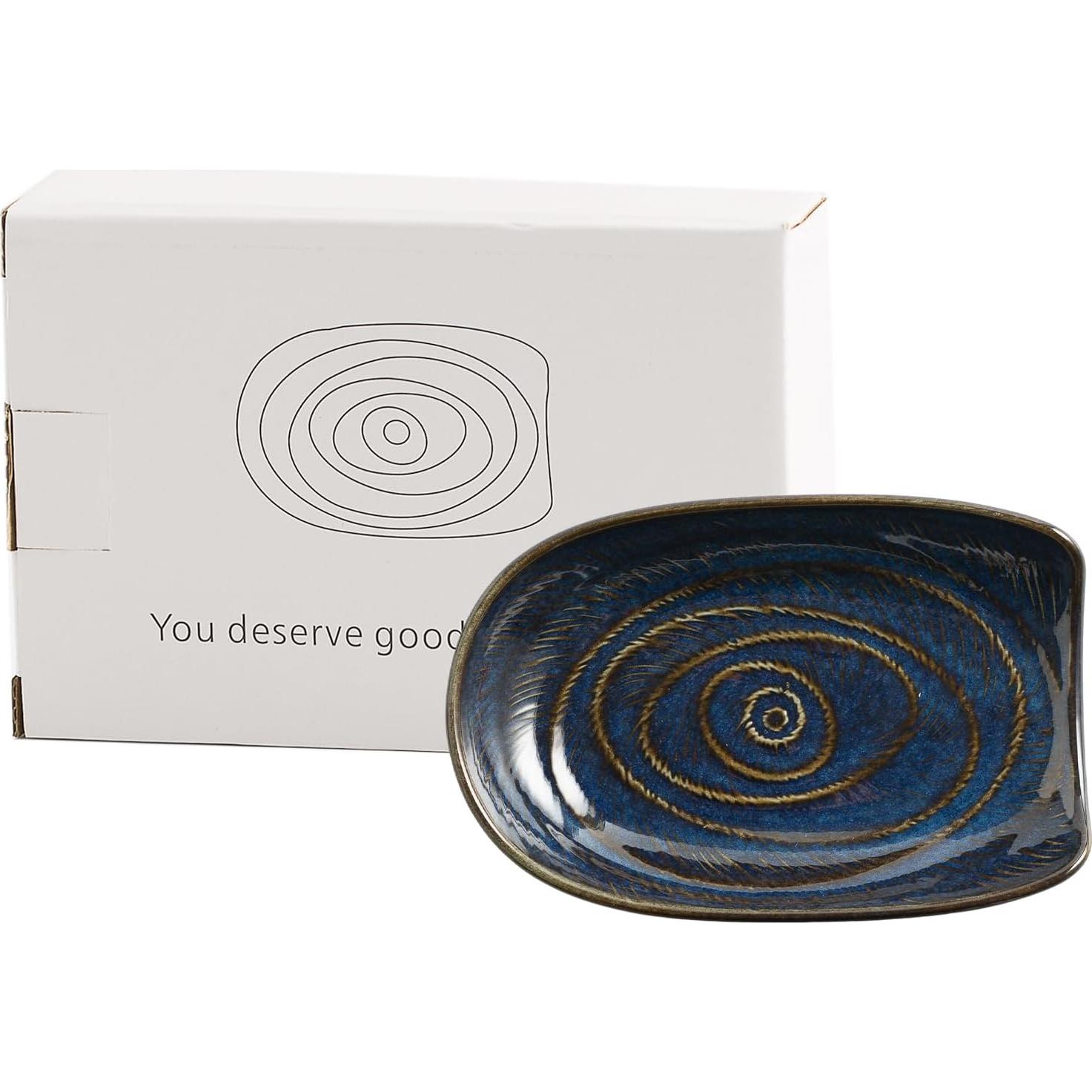 Soporte para cuchara de cerámica Zerokyclan azul 12.95x8.51cm