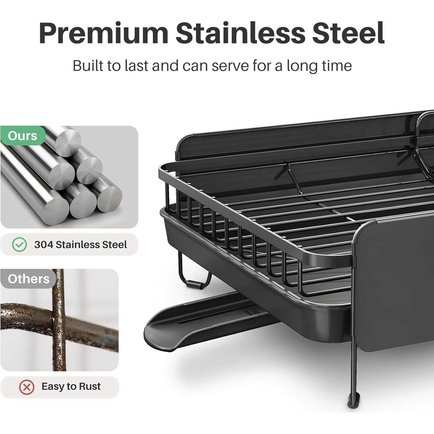 Estante de Secado de Platos SNTD Grande Expandible Negro