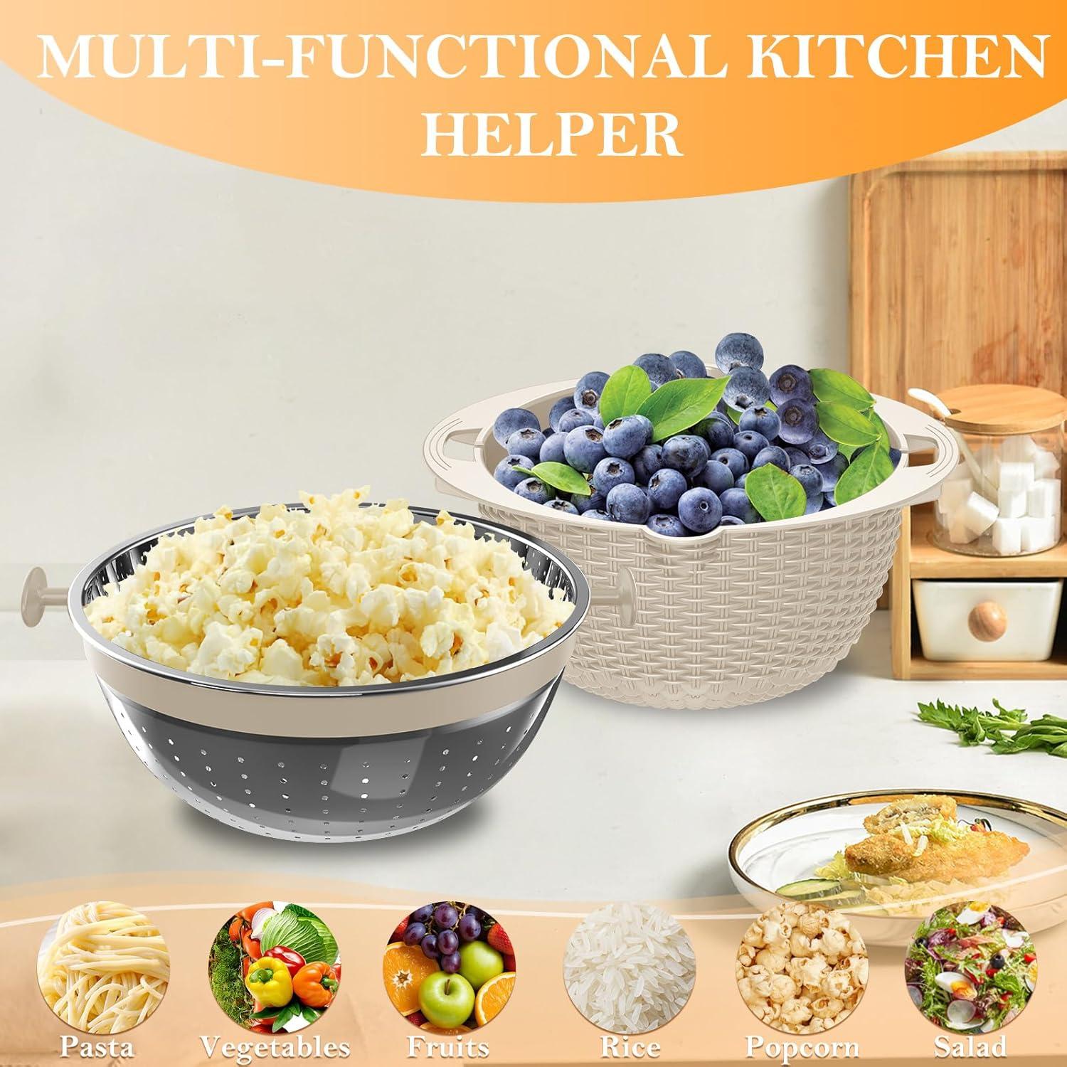 Juego de Coladores 4-en-1 STOCKPOT Beige - Drenaje y Almacenamiento